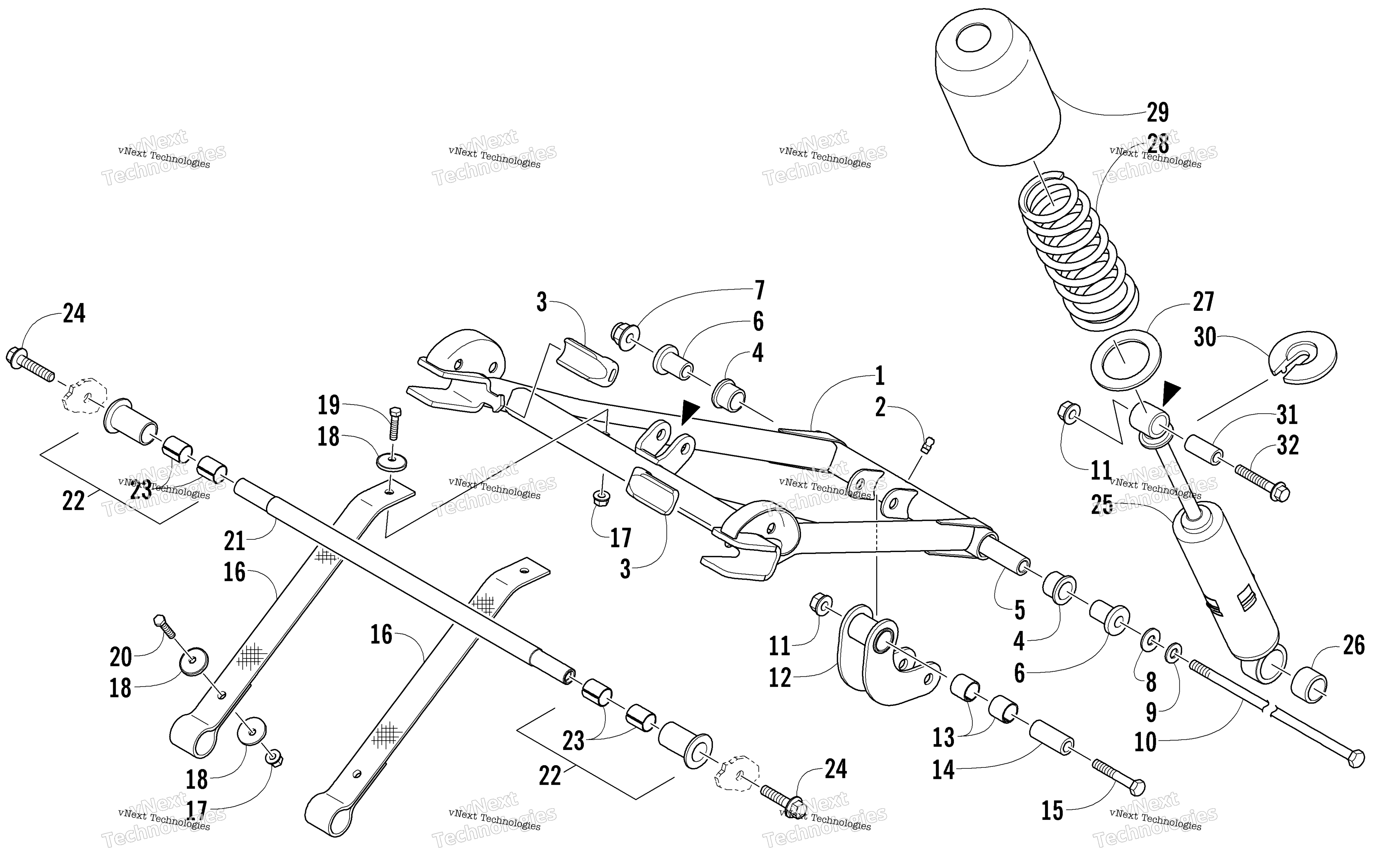 Задняя часть Suspension Front Arm Assembly