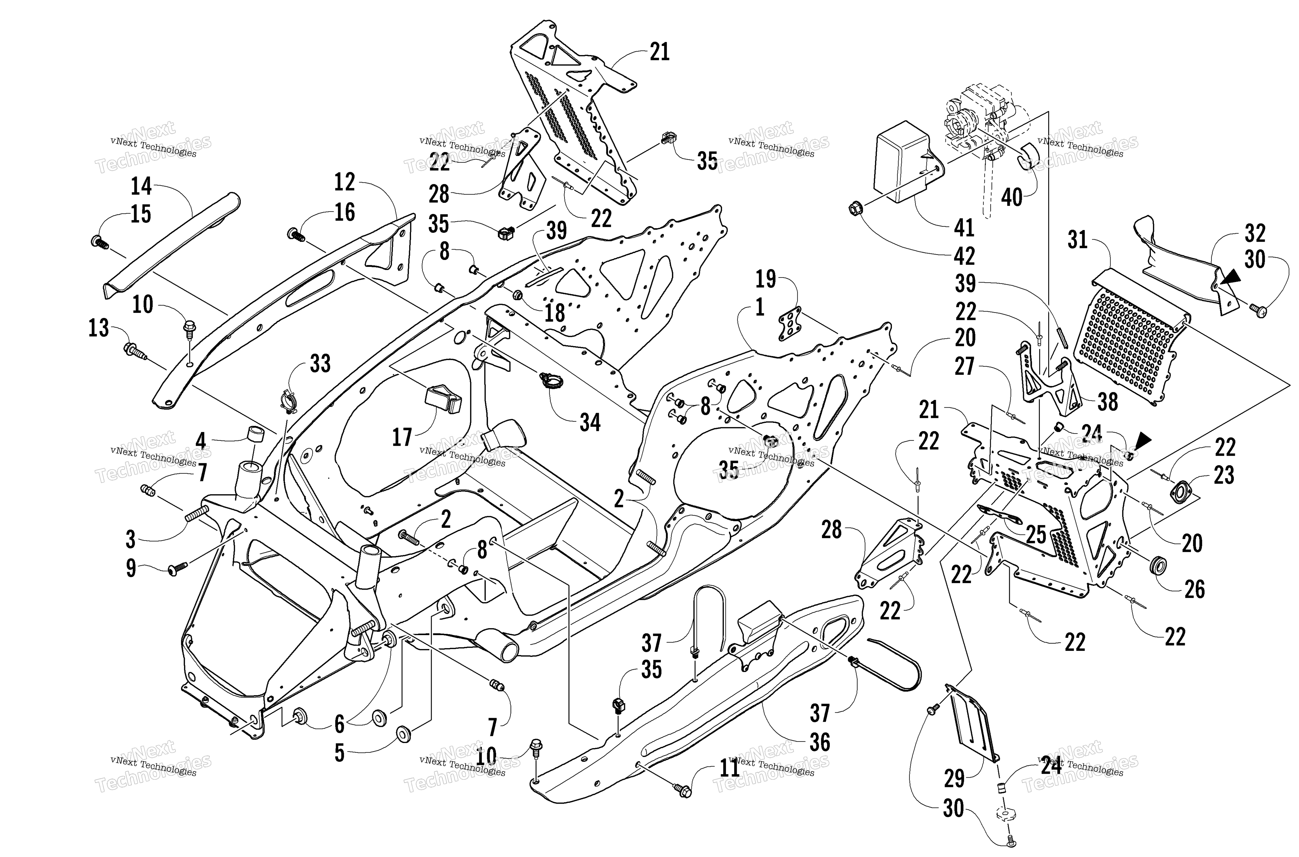 Передняя часть Frame And Footrest Assembly