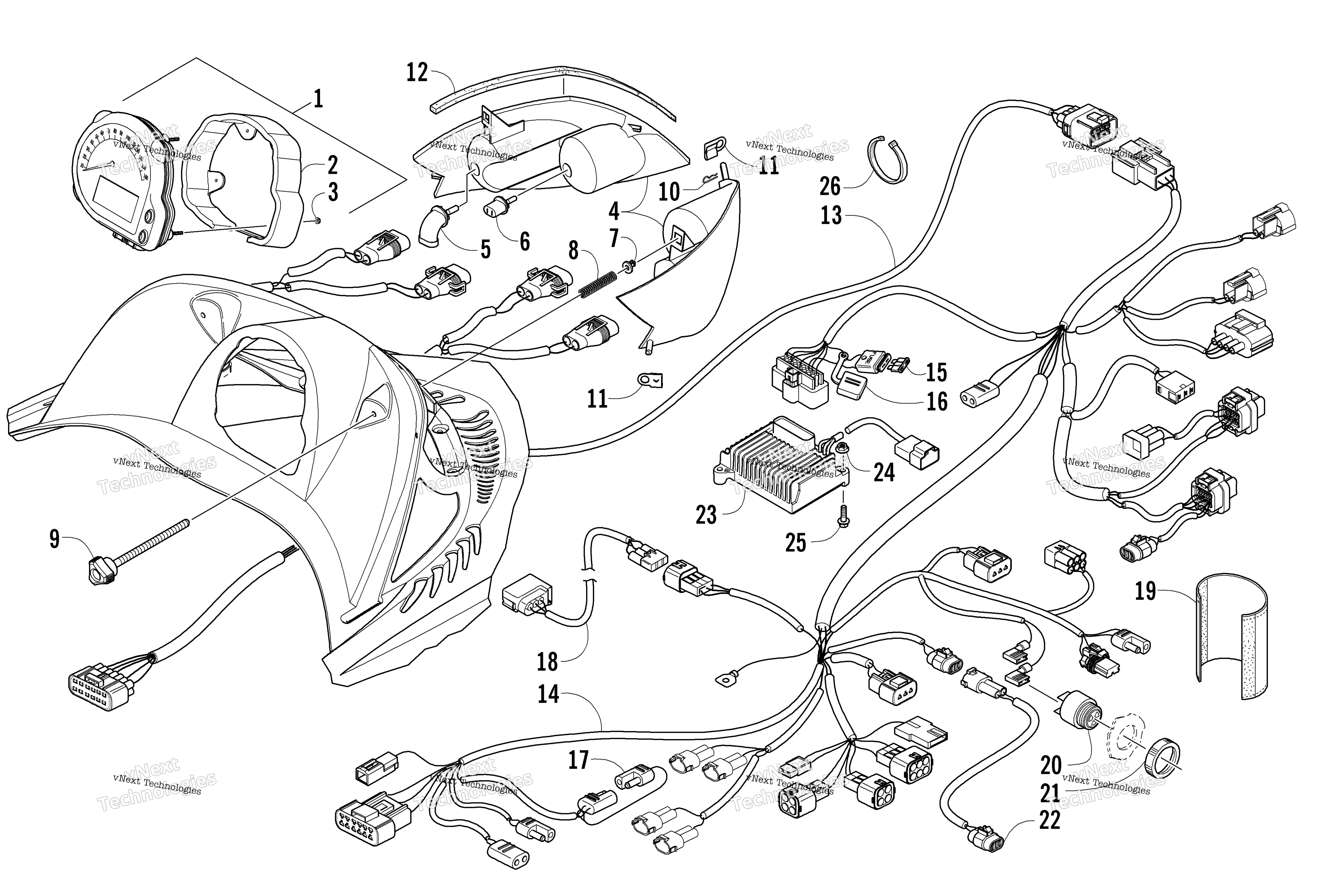 Headlight, Instruments, и Wiring Assemblies
