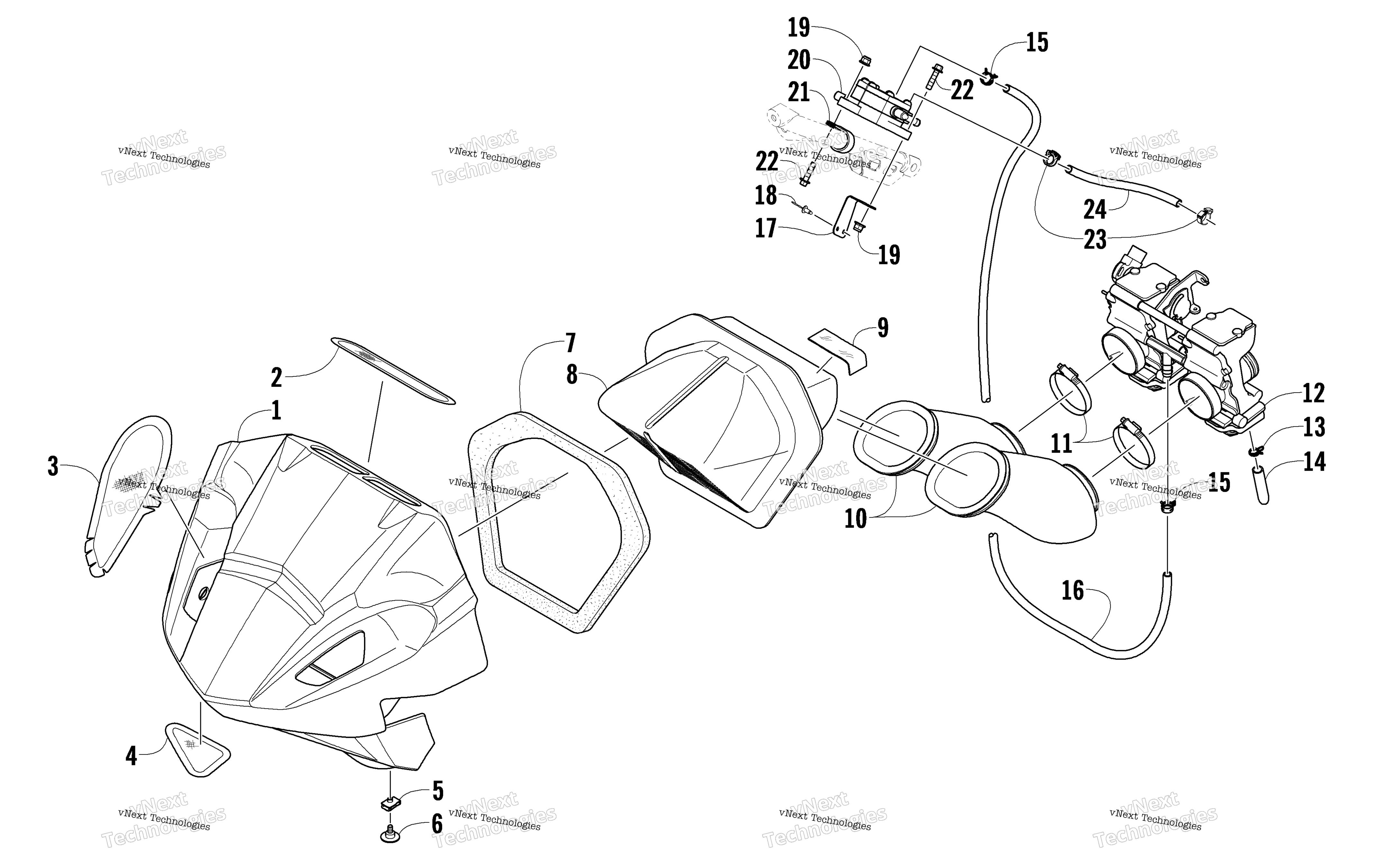Воздушный Silencer, Carburetor, и топливный насос узел