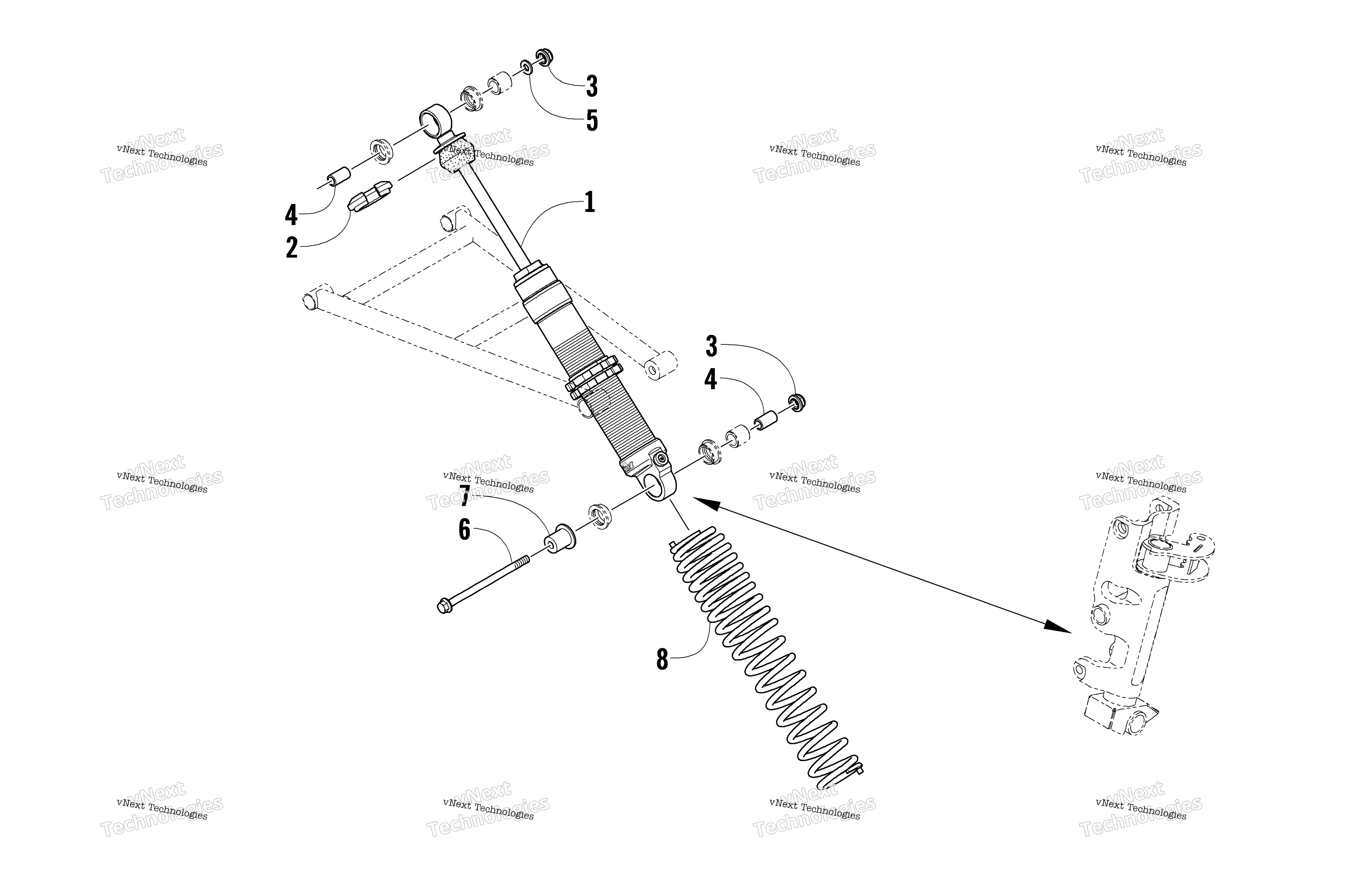 Передняя часть Suspension Shock Absorber Assembly