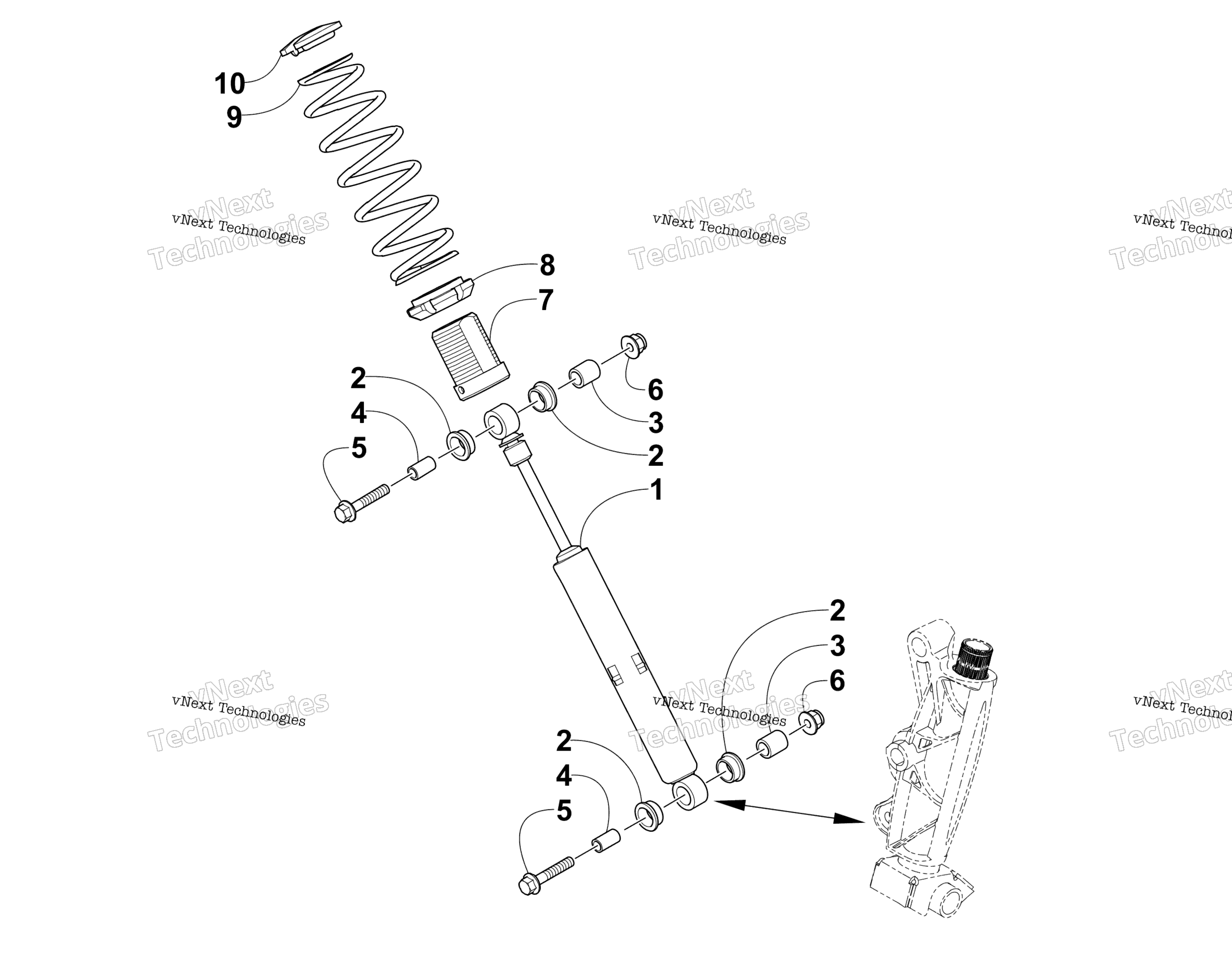 Передняя часть Shock Absorber Assembly