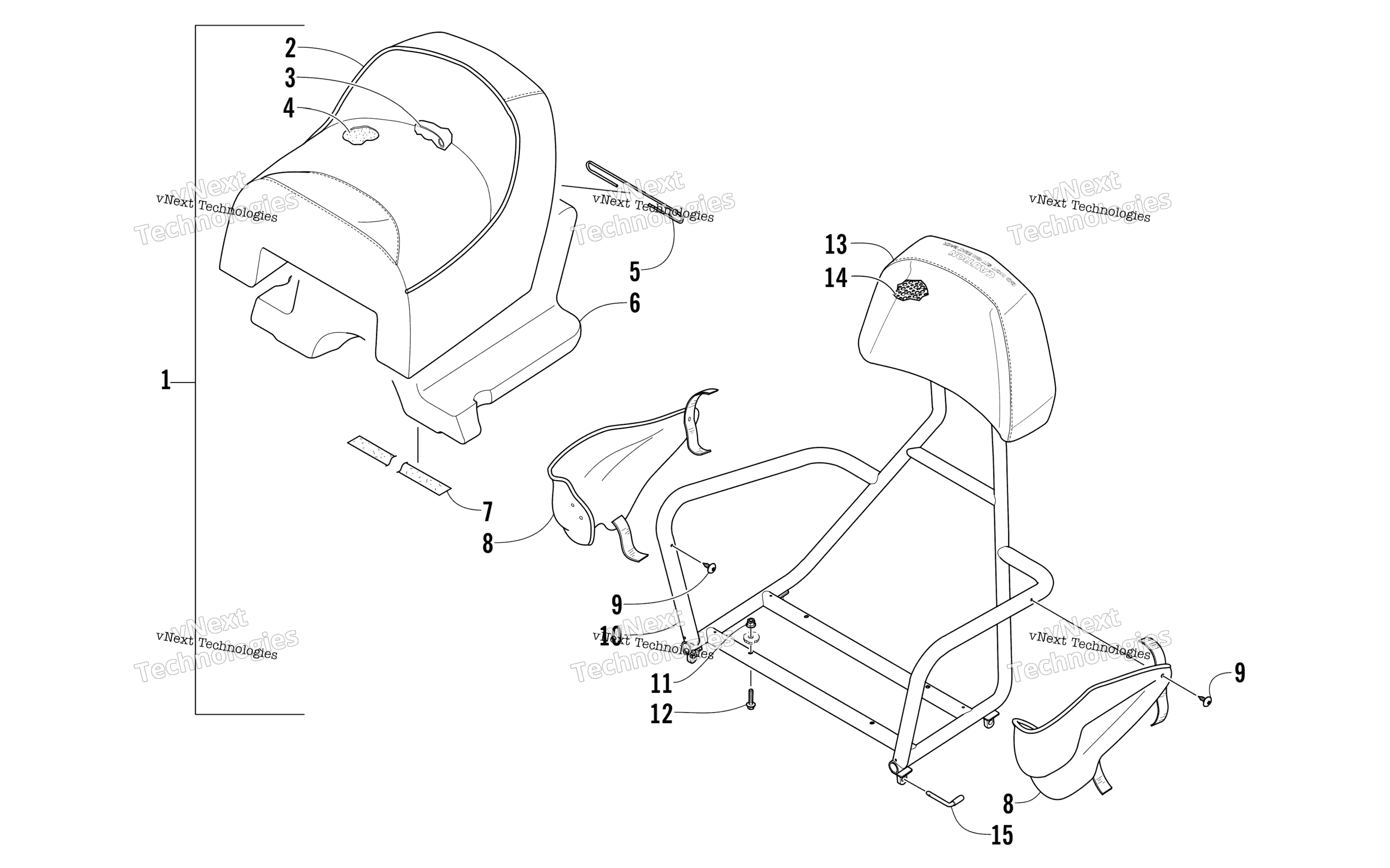 Задняя часть Passenger Seat And Backrest Assembly