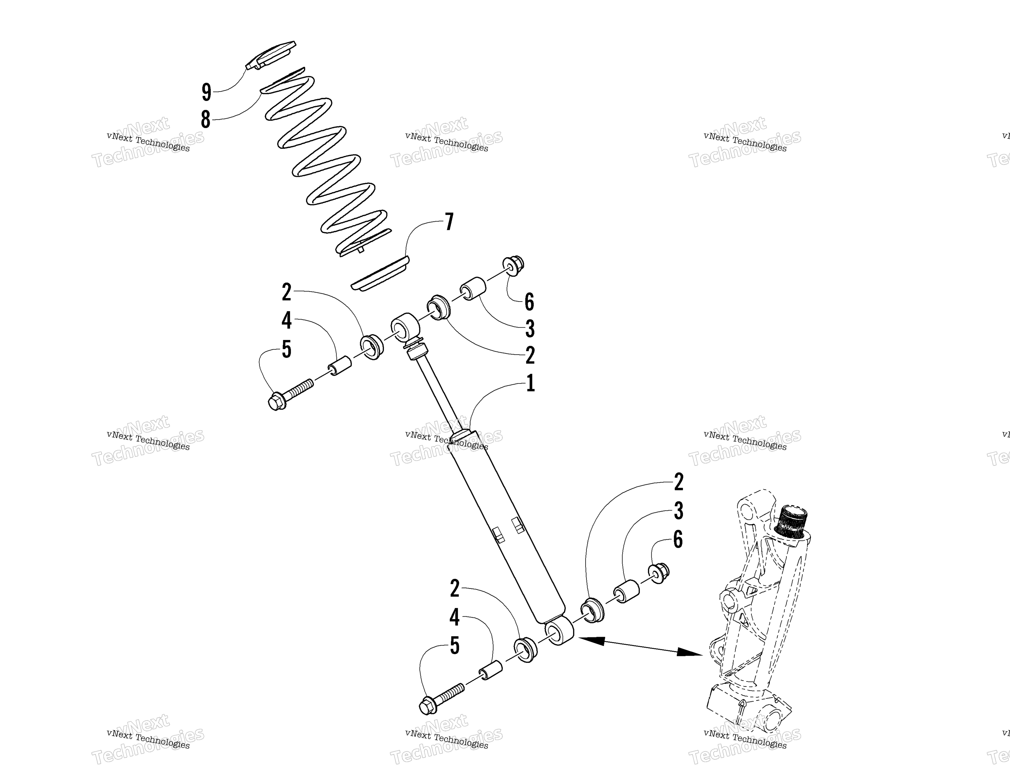 Передняя часть Suspension Shock Absorber Assembly