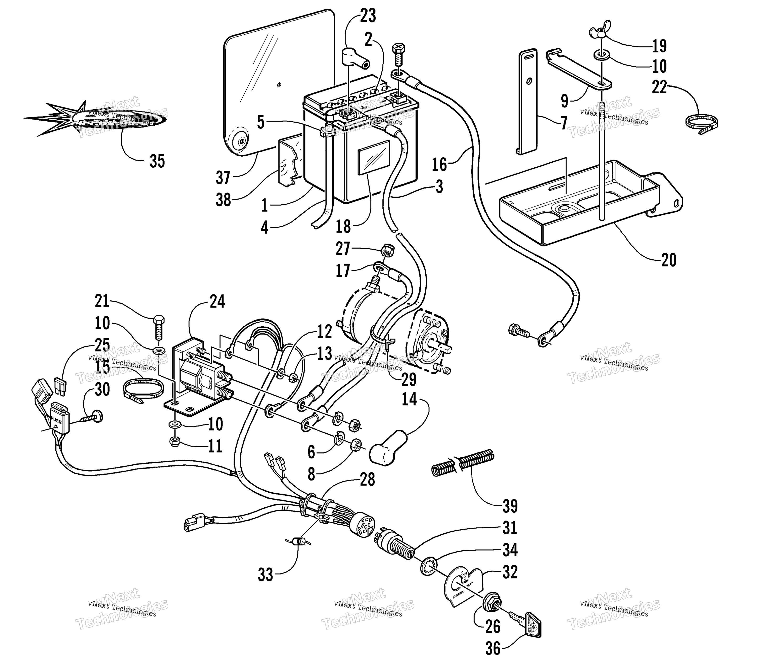 Battery, Solenoid, и Cables