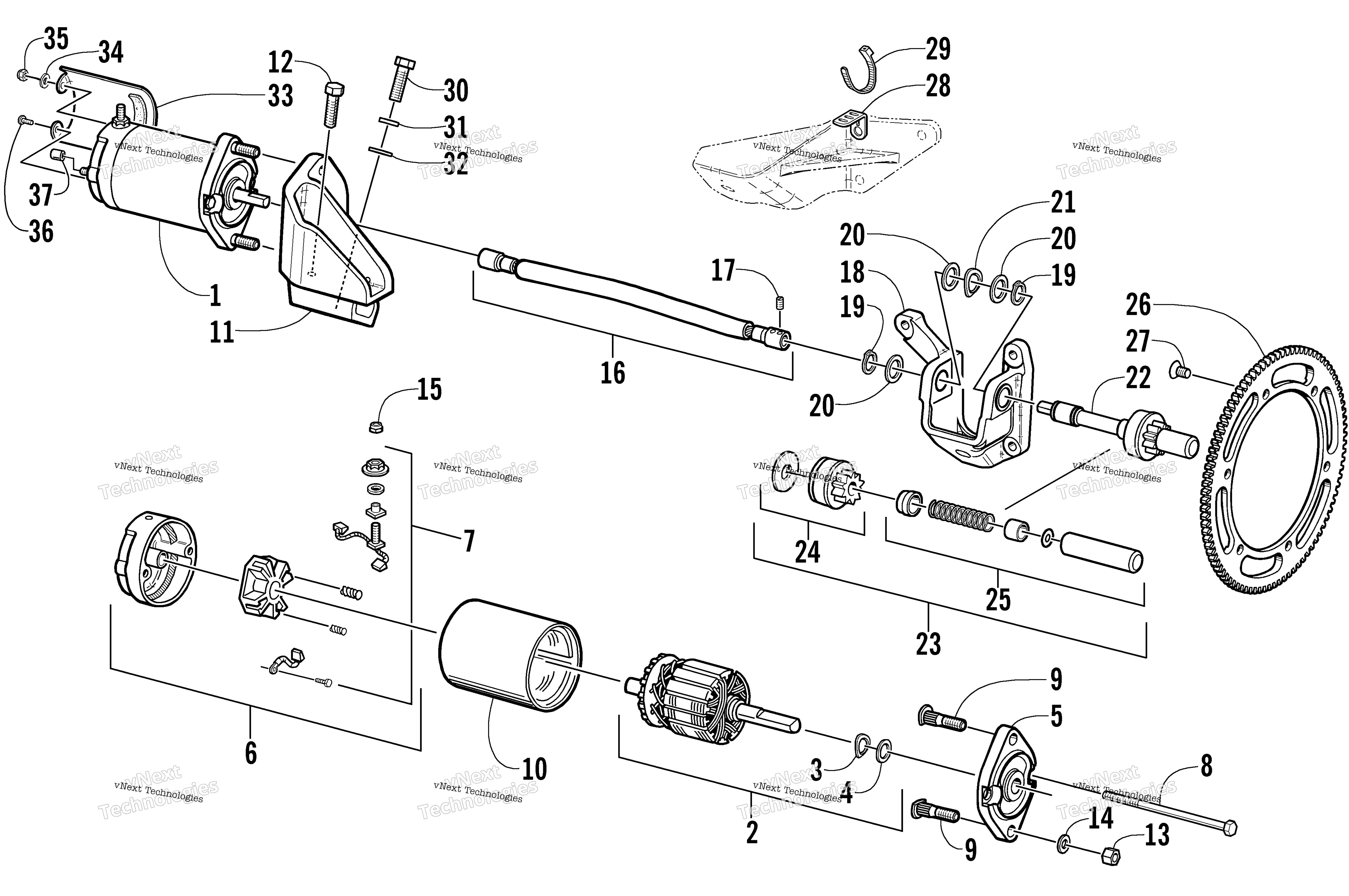 Flex привод Starter Motor узел (Optional)