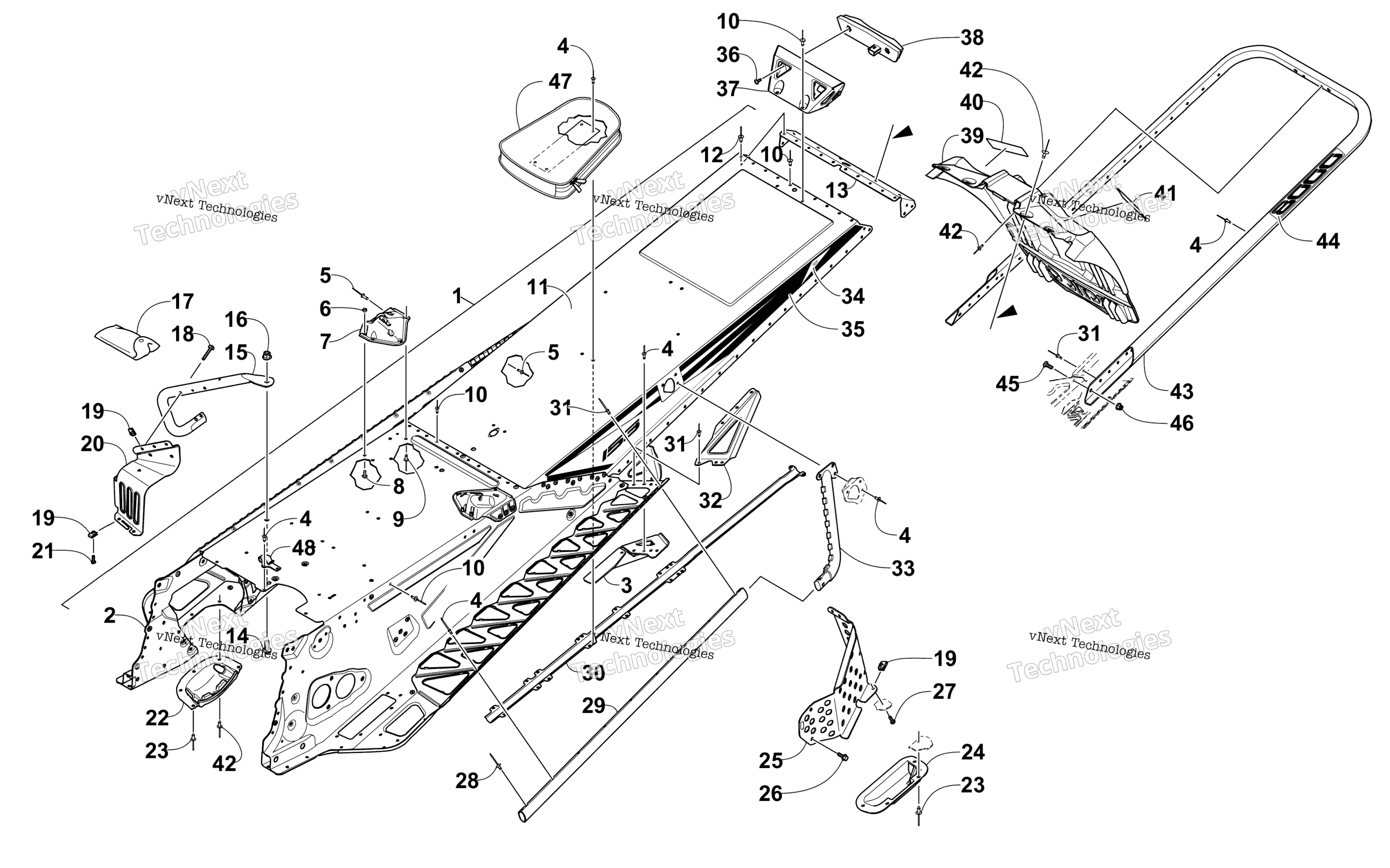 Tunnel, задний Bumper, и Snowflap узел