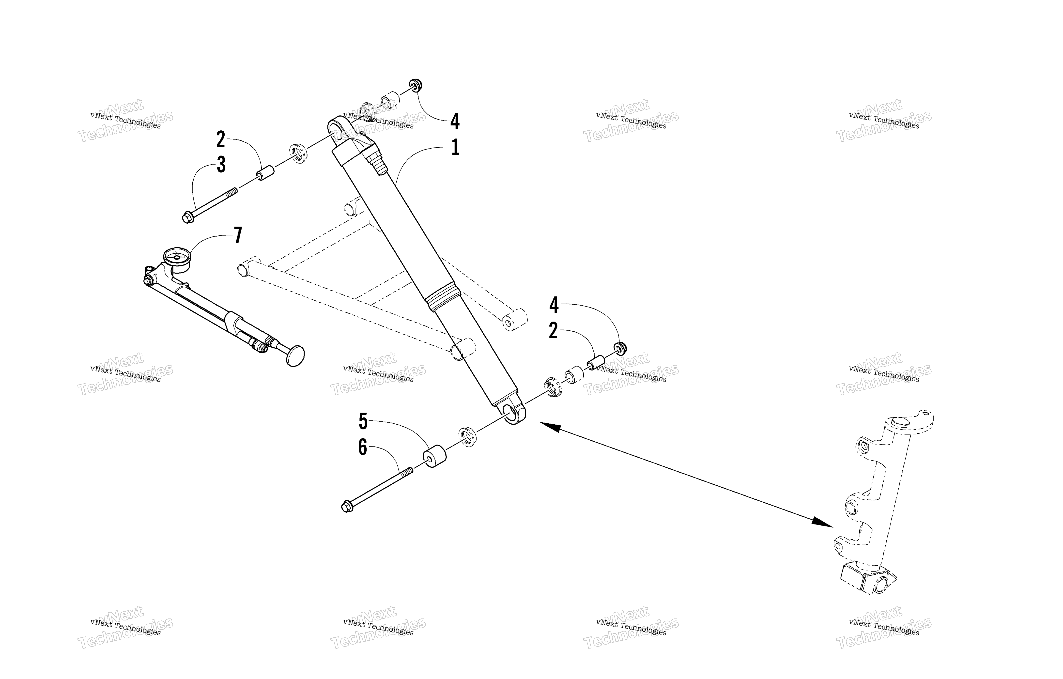 Передняя часть Suspension Shock Absorber Assembly