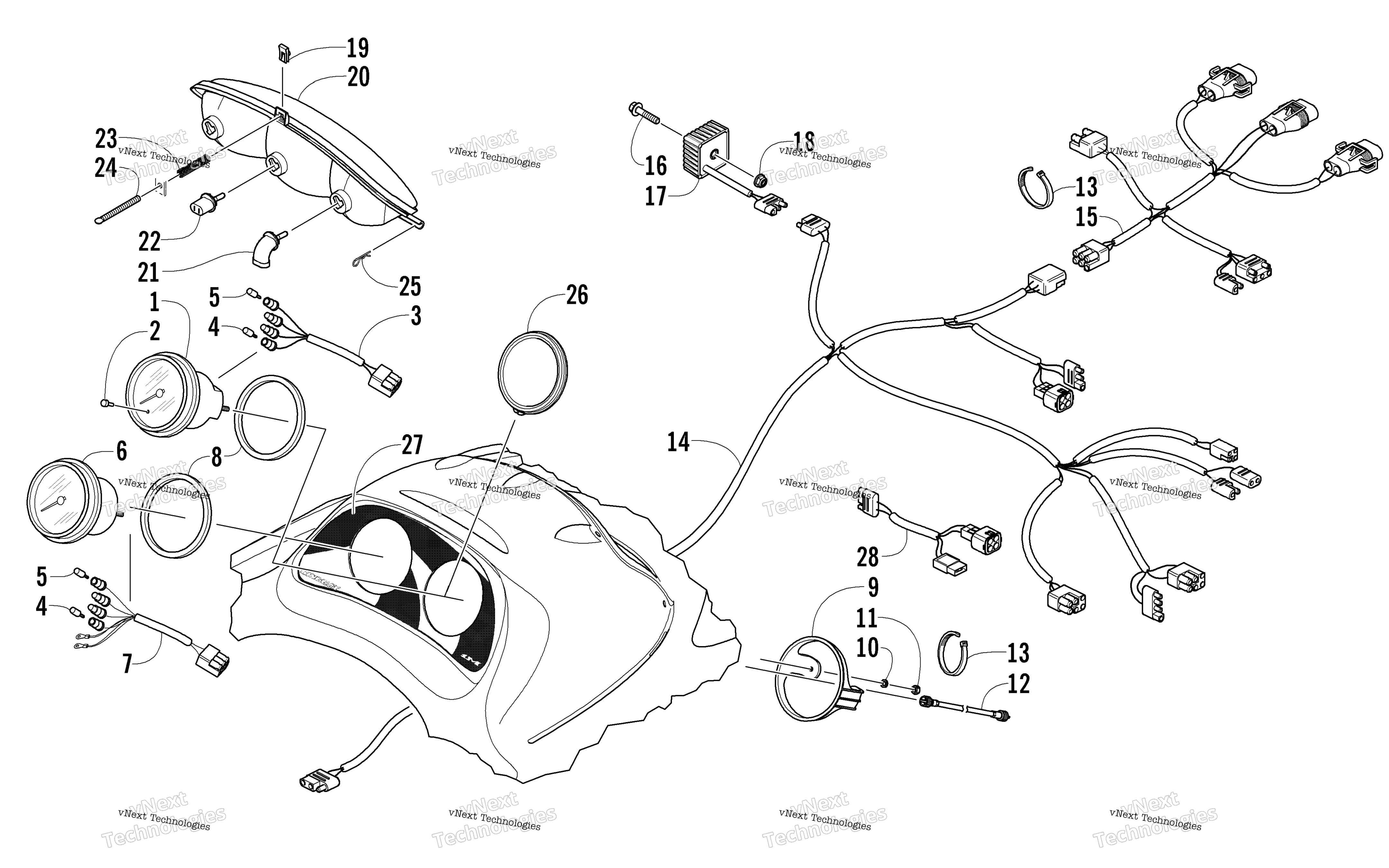 Headlight, Instruments, и Wiring Assemblies