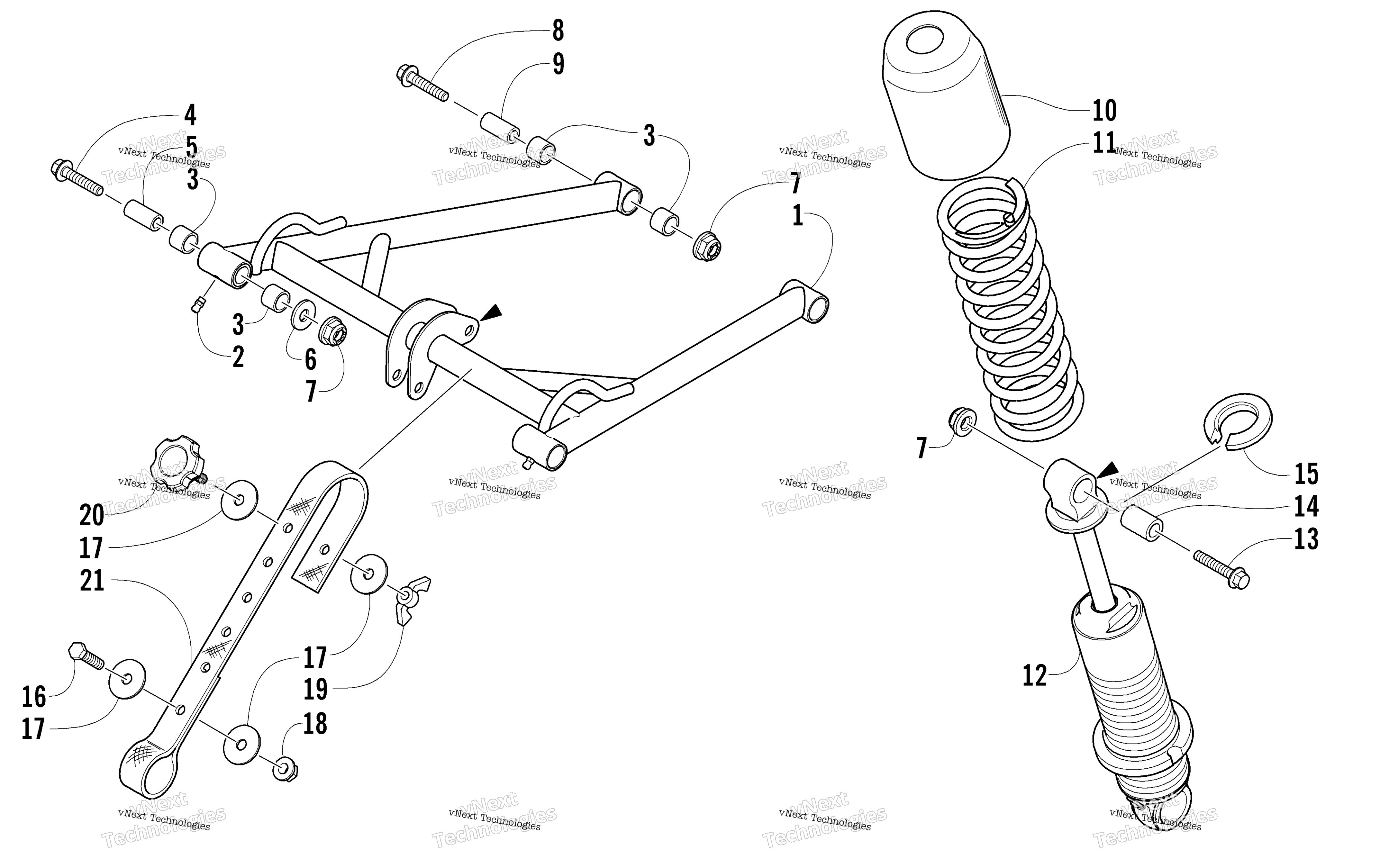 Задняя часть Suspension Front Arm Assembly