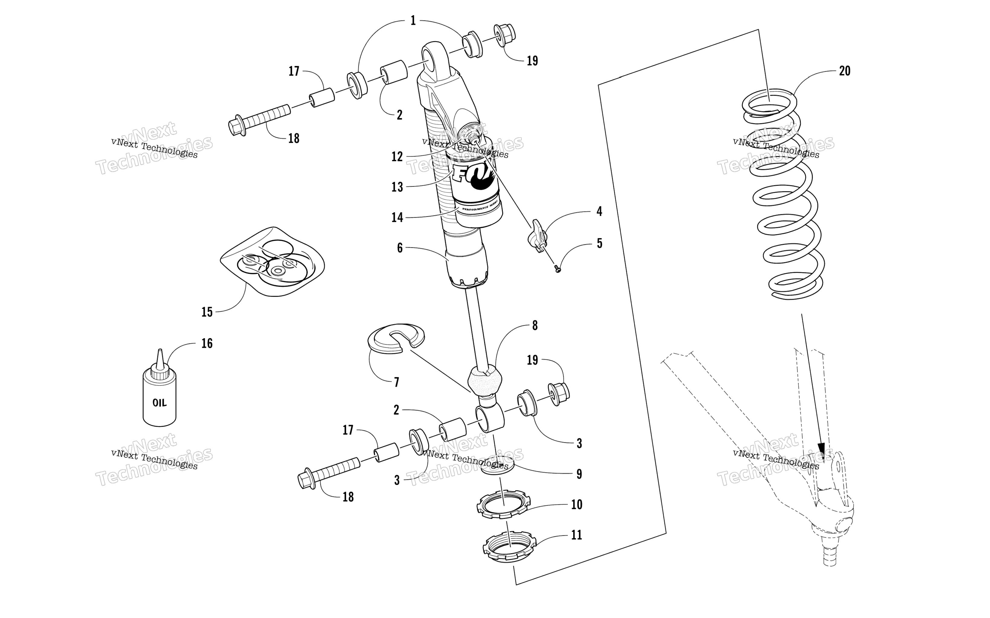 Передняя часть Suspension Shock Absorber