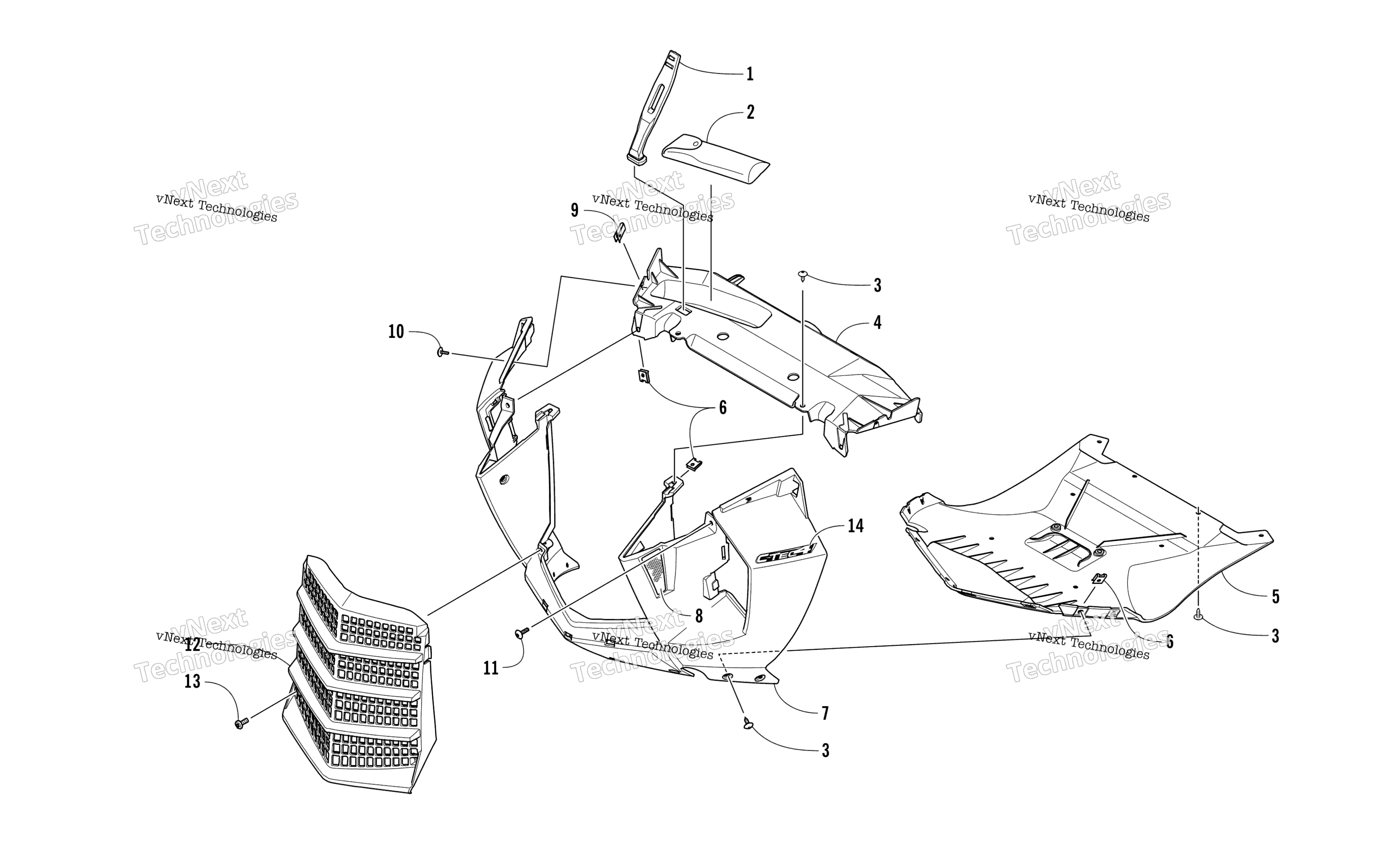 Передняя часть Fascia And Center Skid Plate Assembly