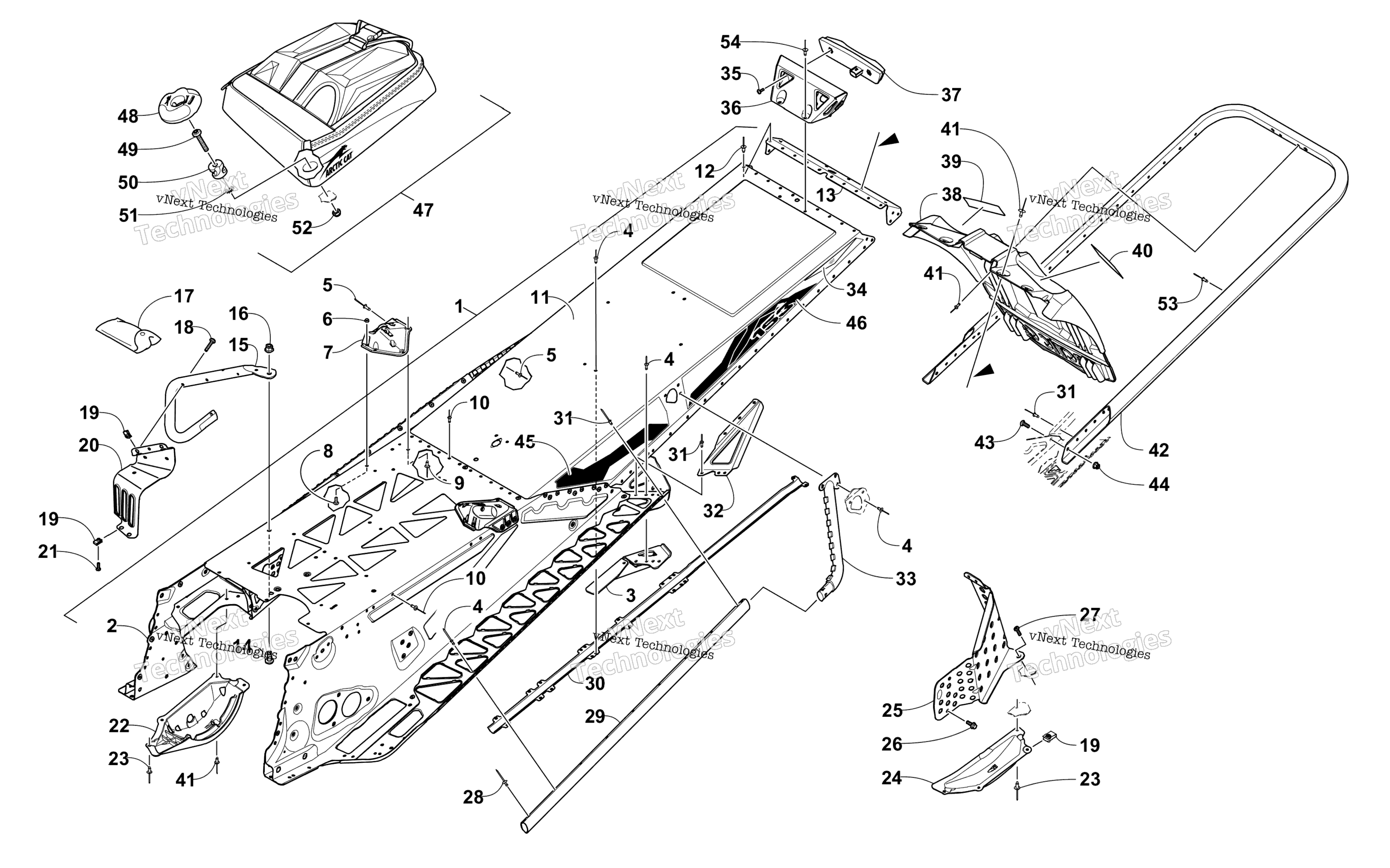 Tunnel, задний Bumper, и Snowflap узел