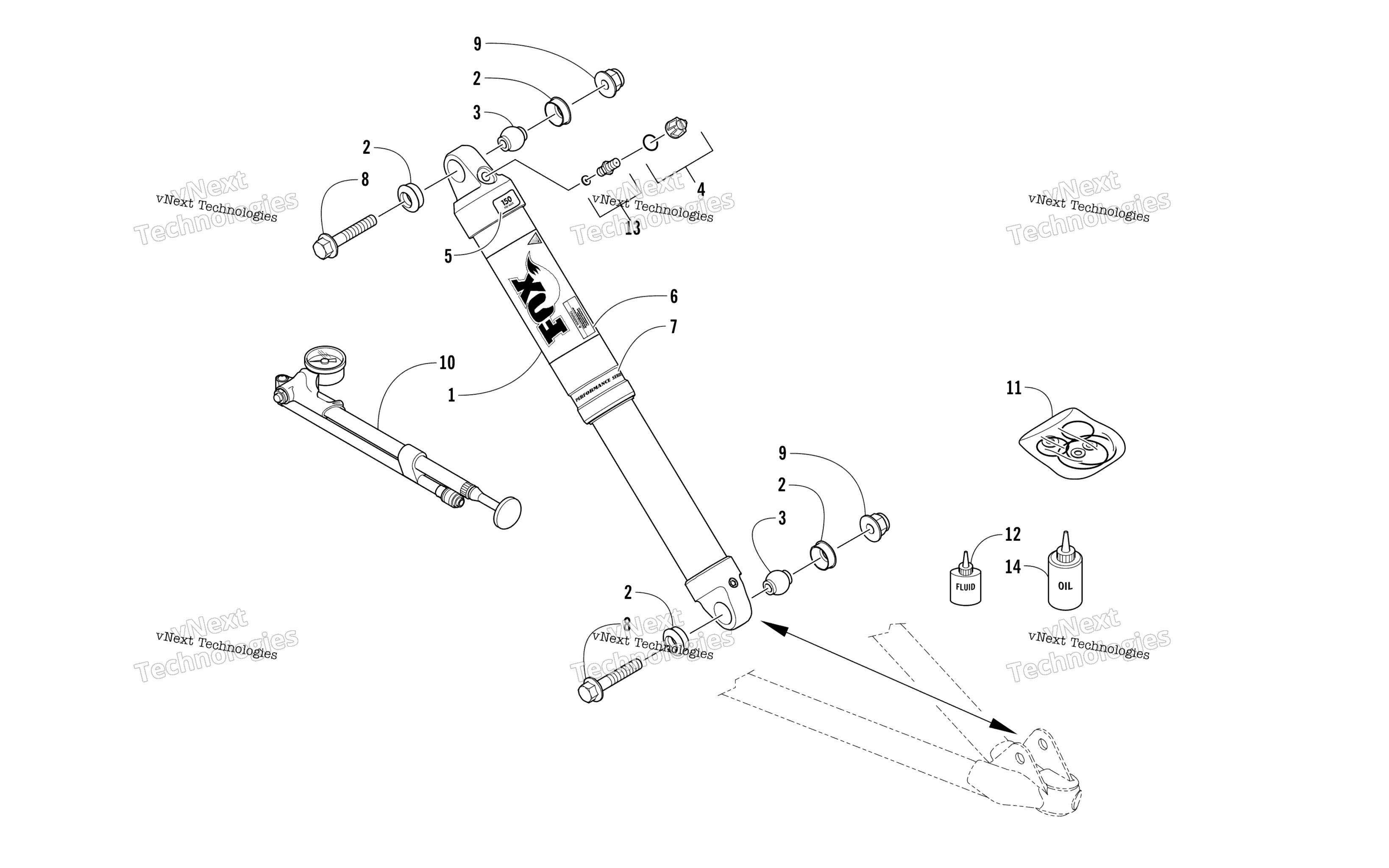 Передняя часть Suspension Shock Absorber