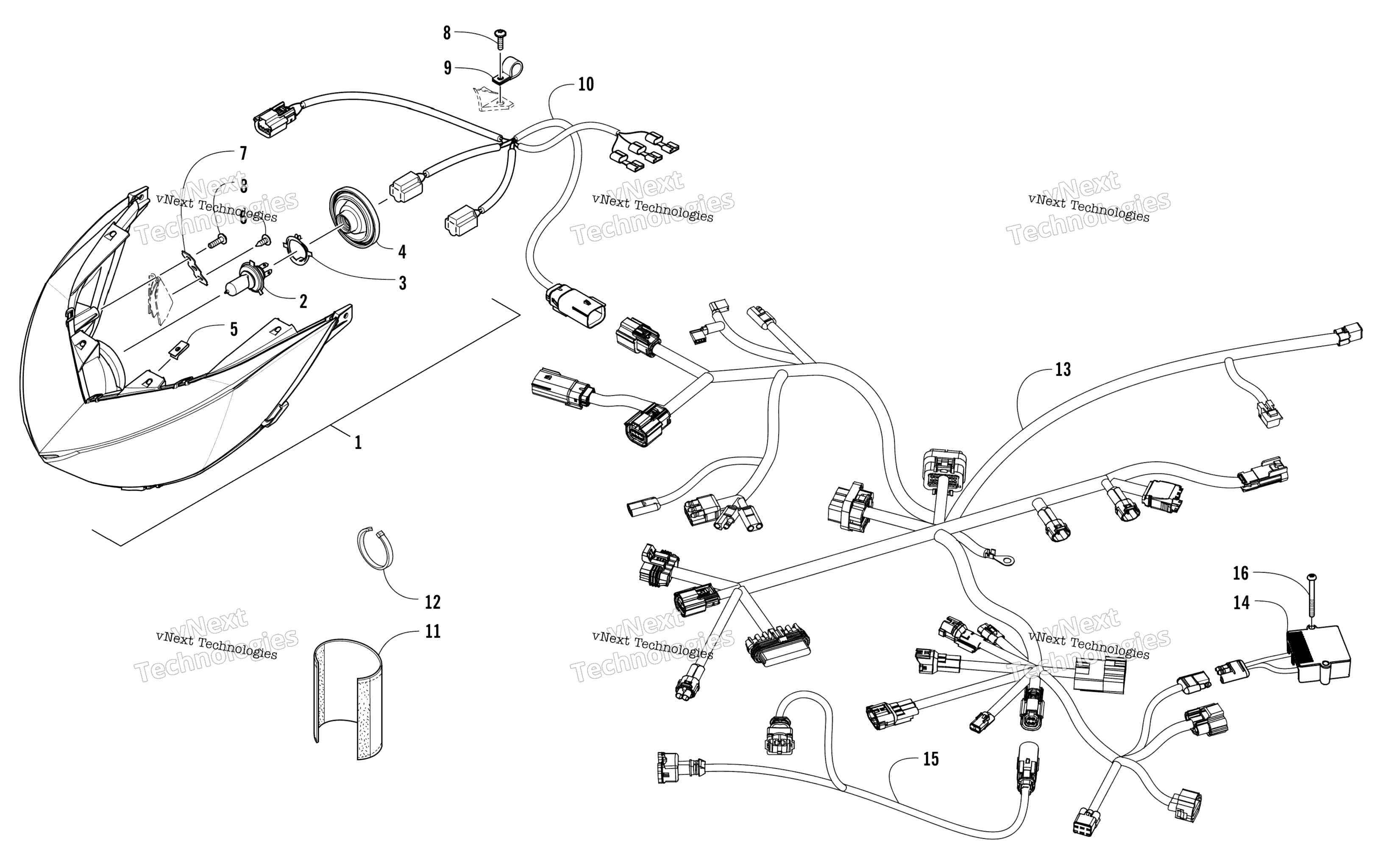 Фара And Wiring Assembly