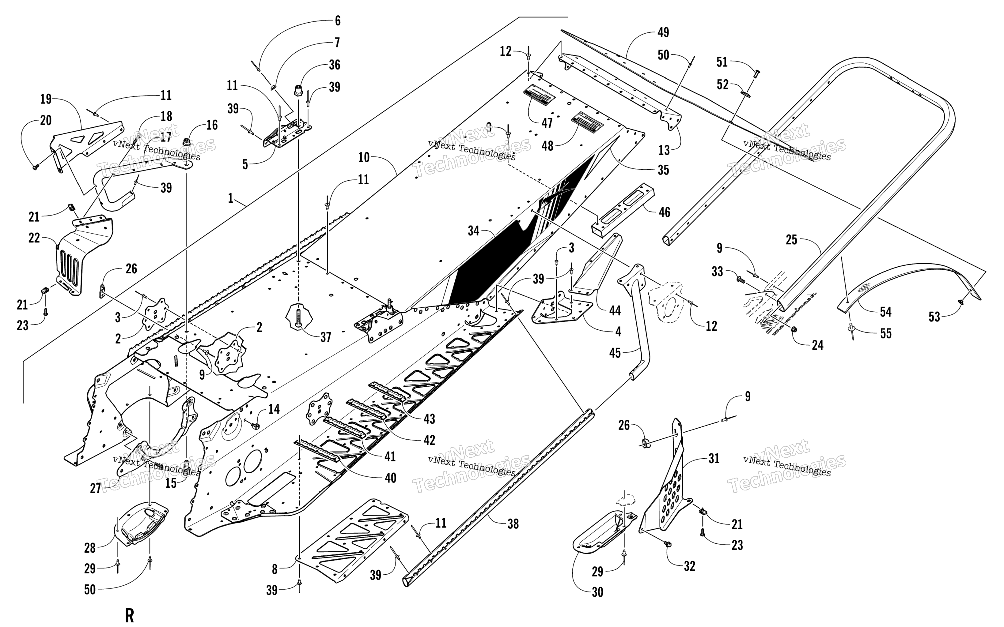 Tunnel, задний Bumper, и Snowflap узел