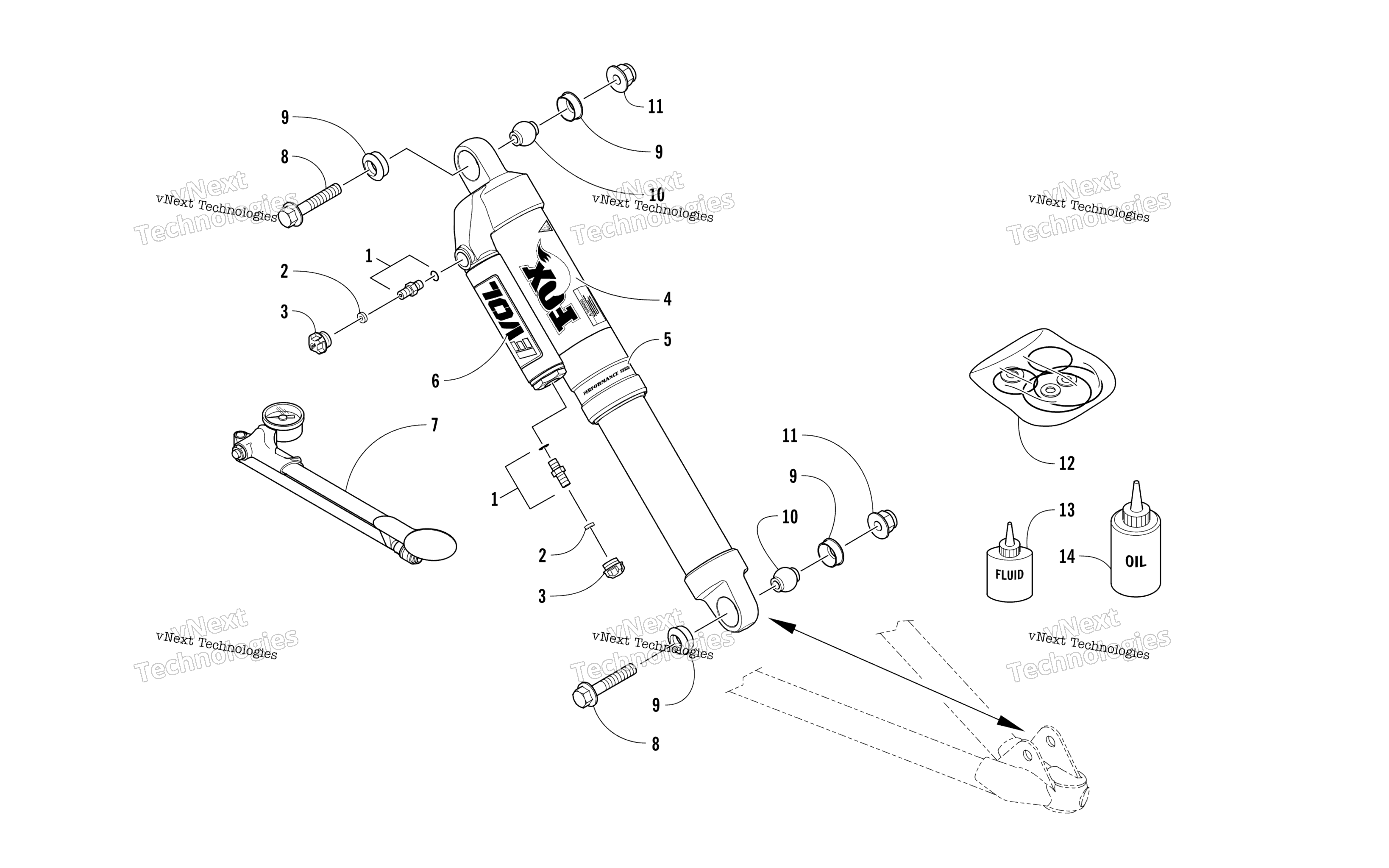 Передняя часть Suspension Shock Absorber
