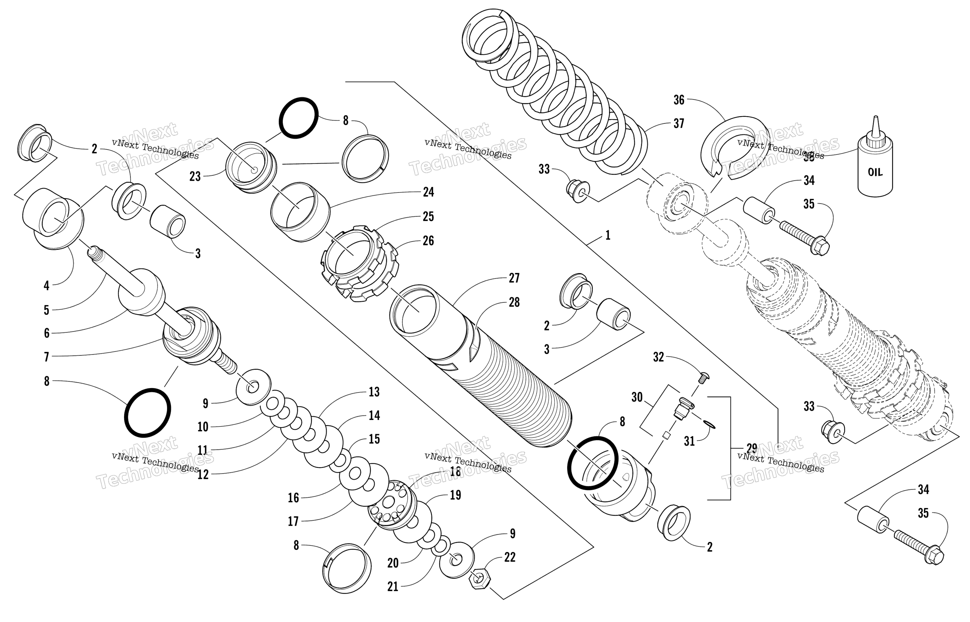 Передняя часть Suspension Shock Absorber Assembly