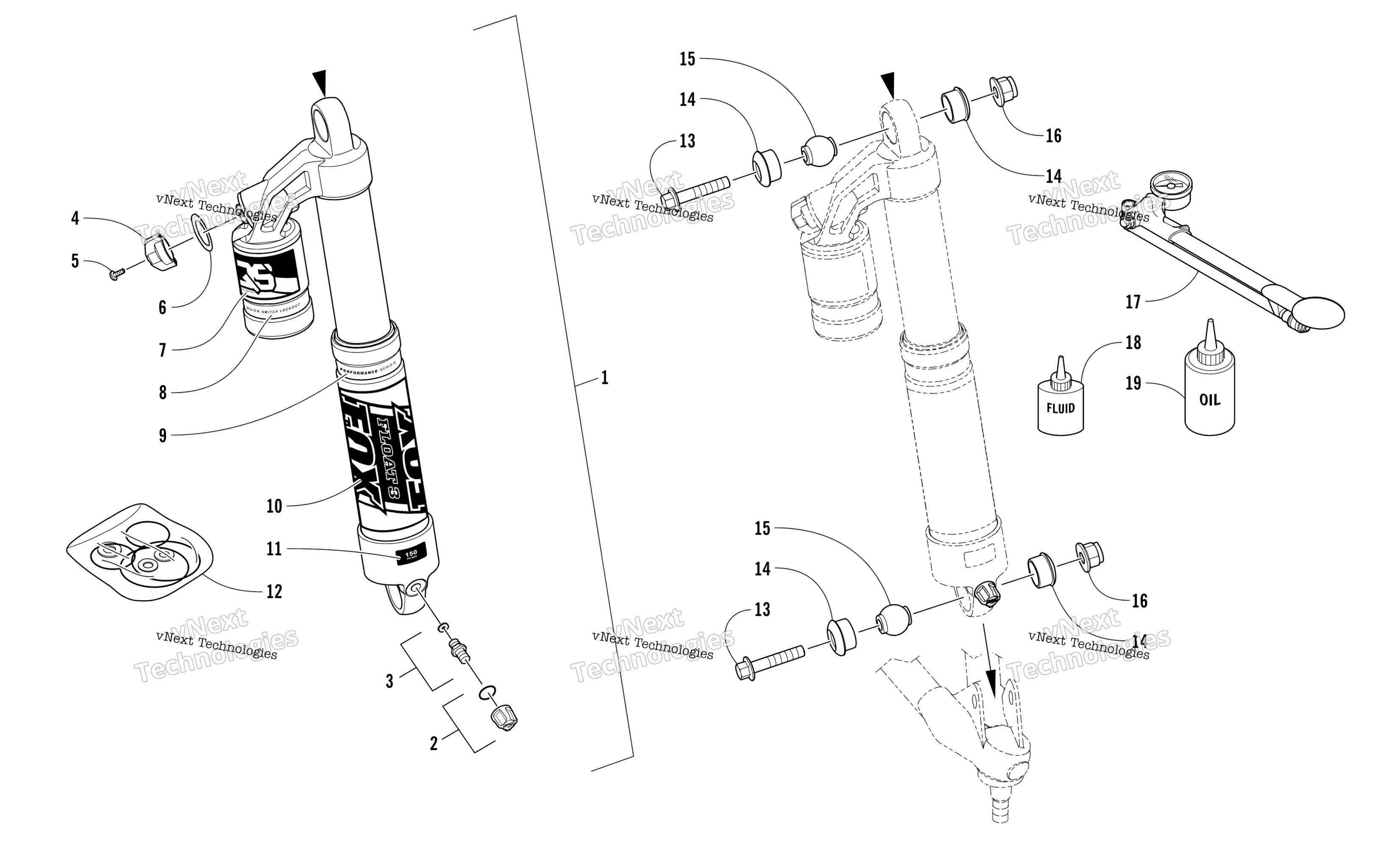 Передняя часть Suspension Shock Absorber Assembly