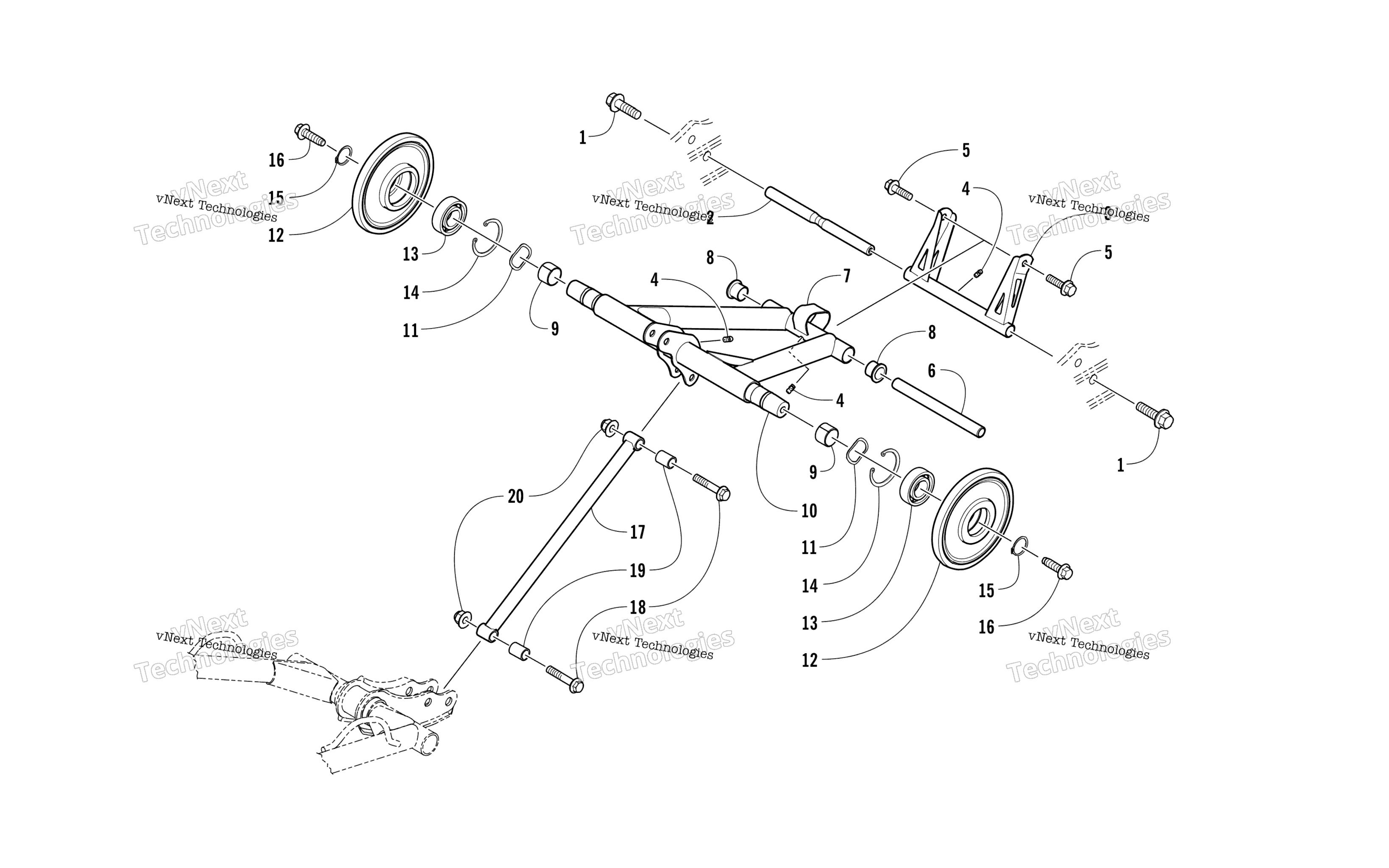 Задняя часть Suspension Rear Arm Assembly