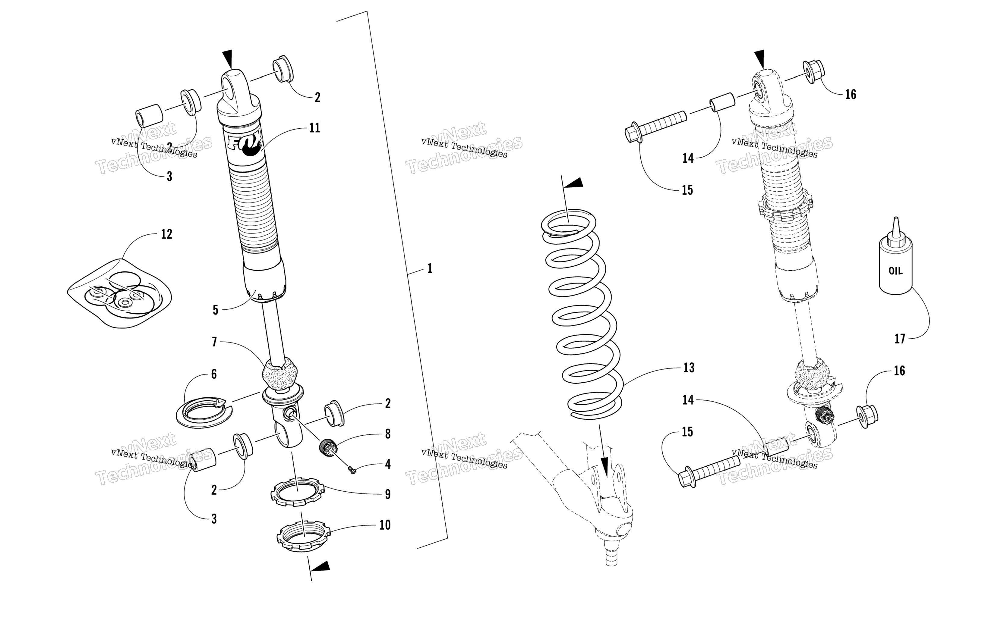 Передняя часть Suspension Shock Absorber Assembly