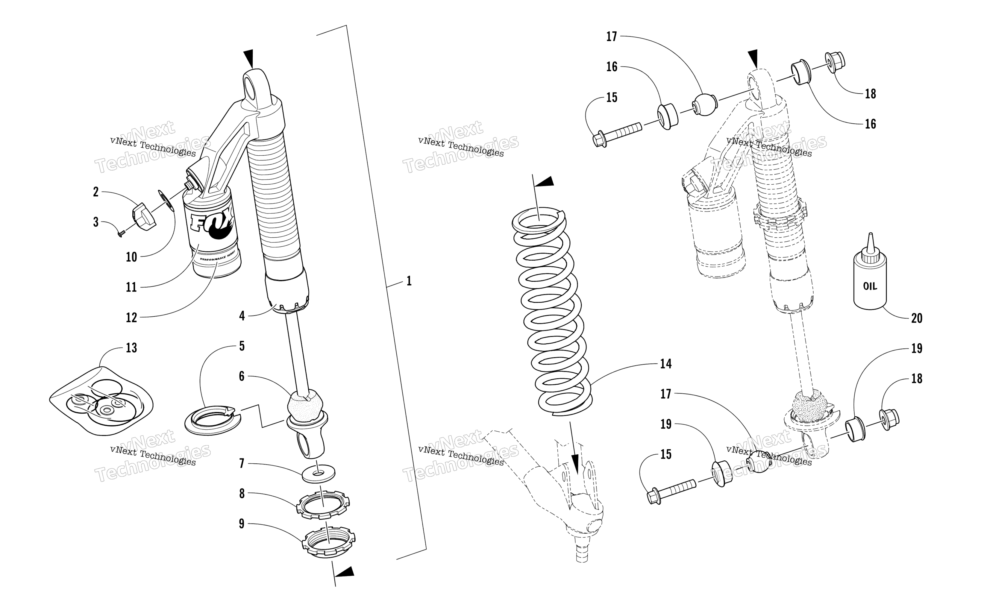 Передняя часть Suspension Shock Absorber Assembly