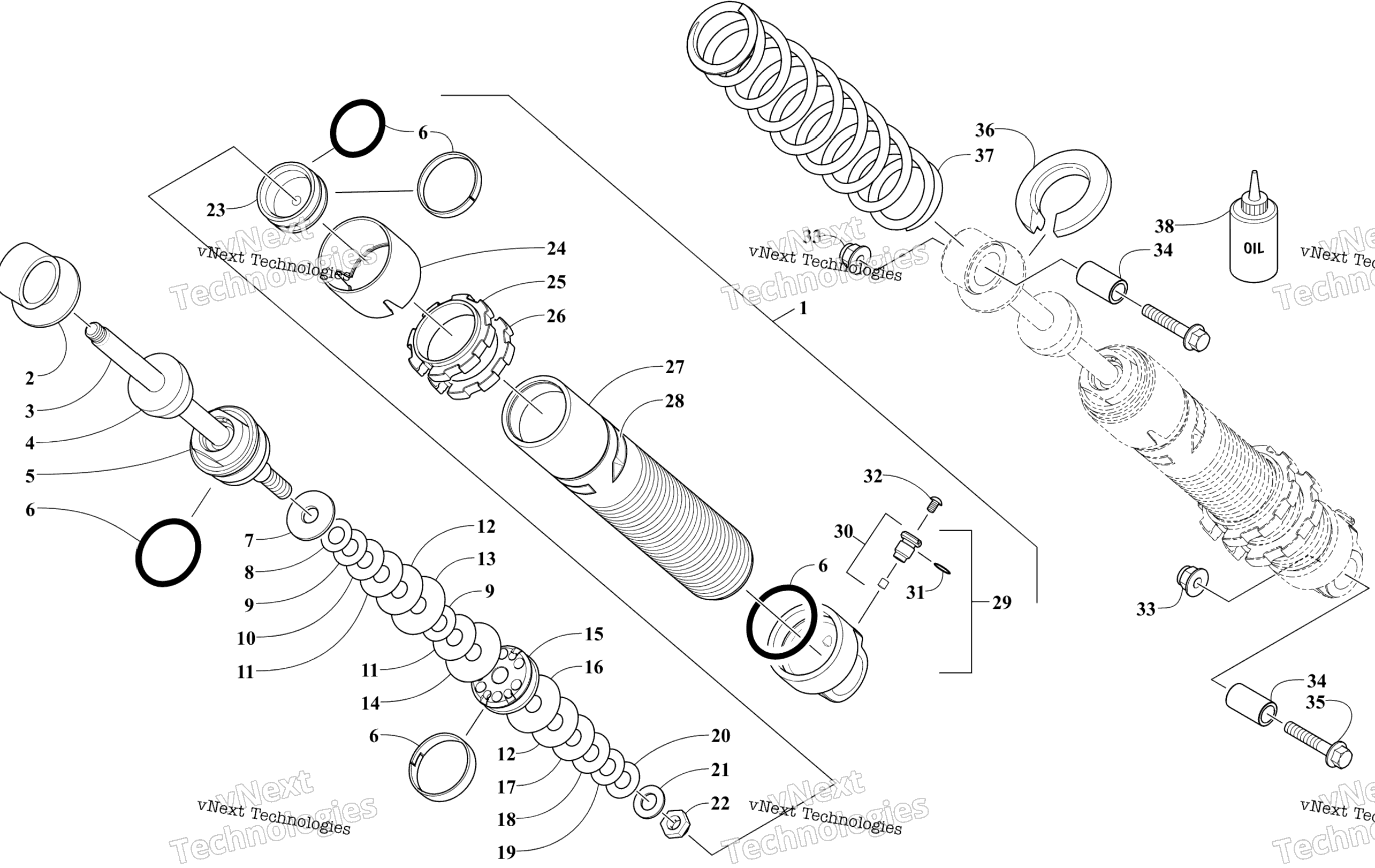 Передняя часть Suspension Shock Absorber Assembly