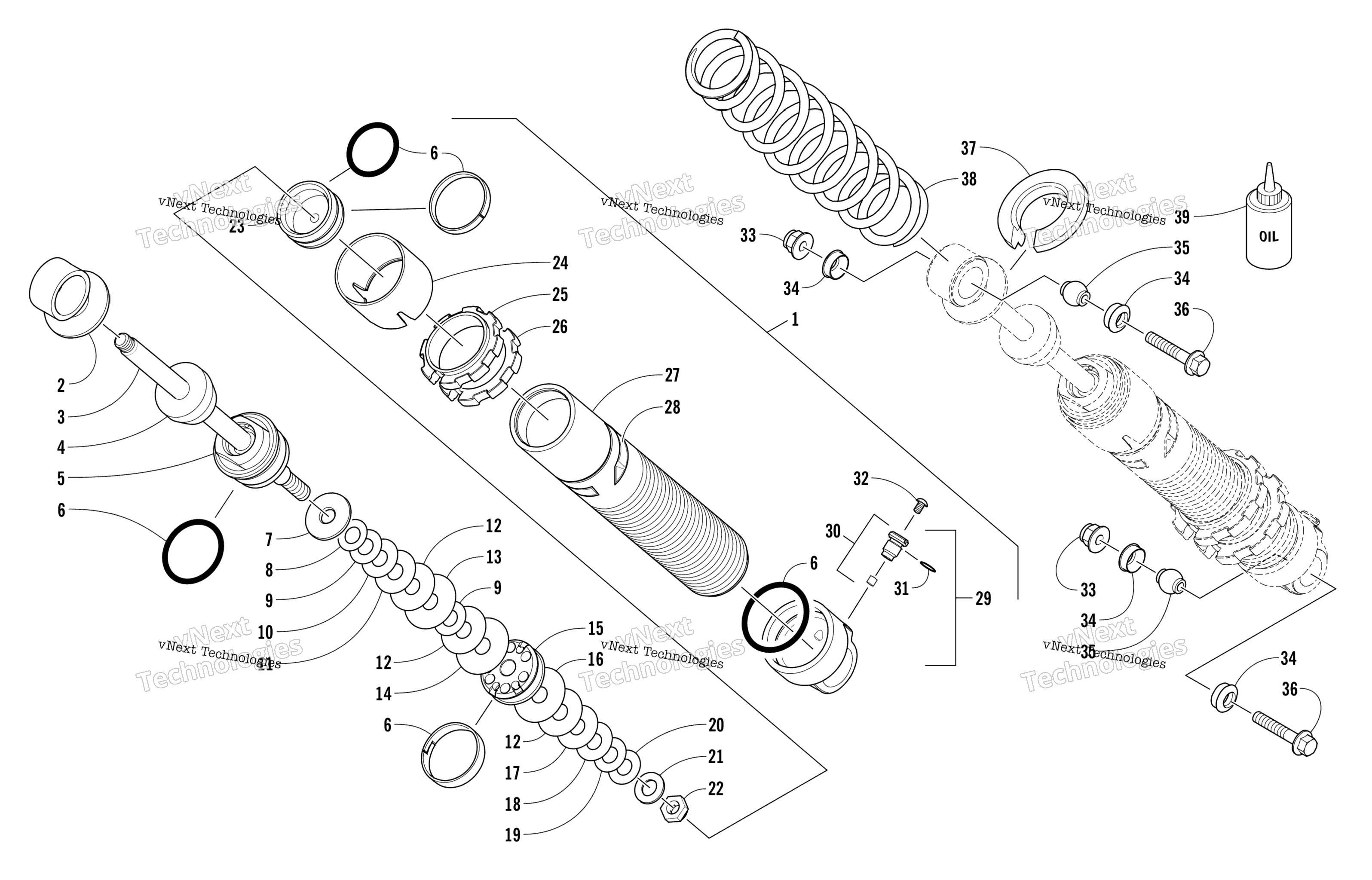 Передняя часть Suspension Shock Absorber Assembly
