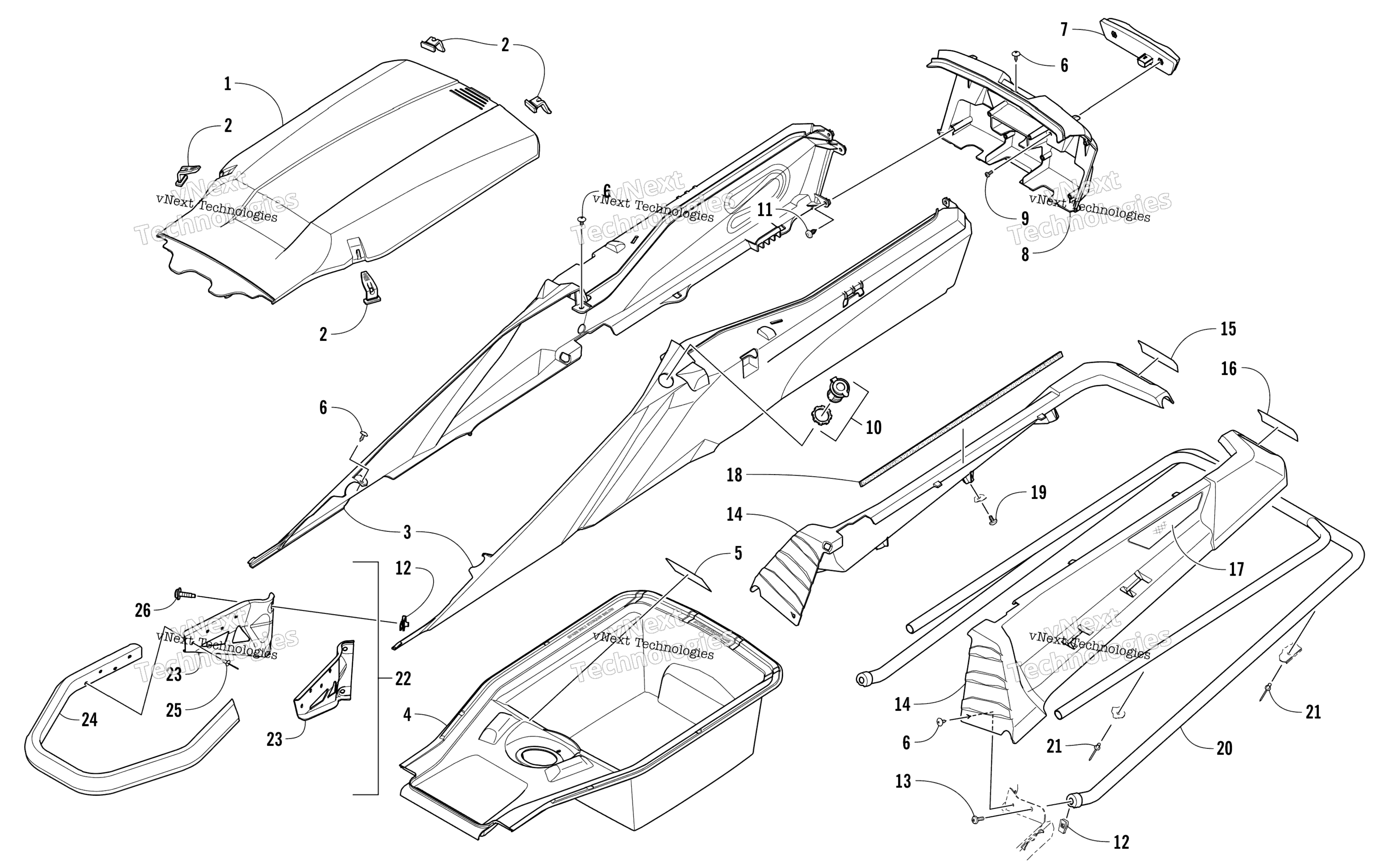 Bumper, Storage, и Taillight узел