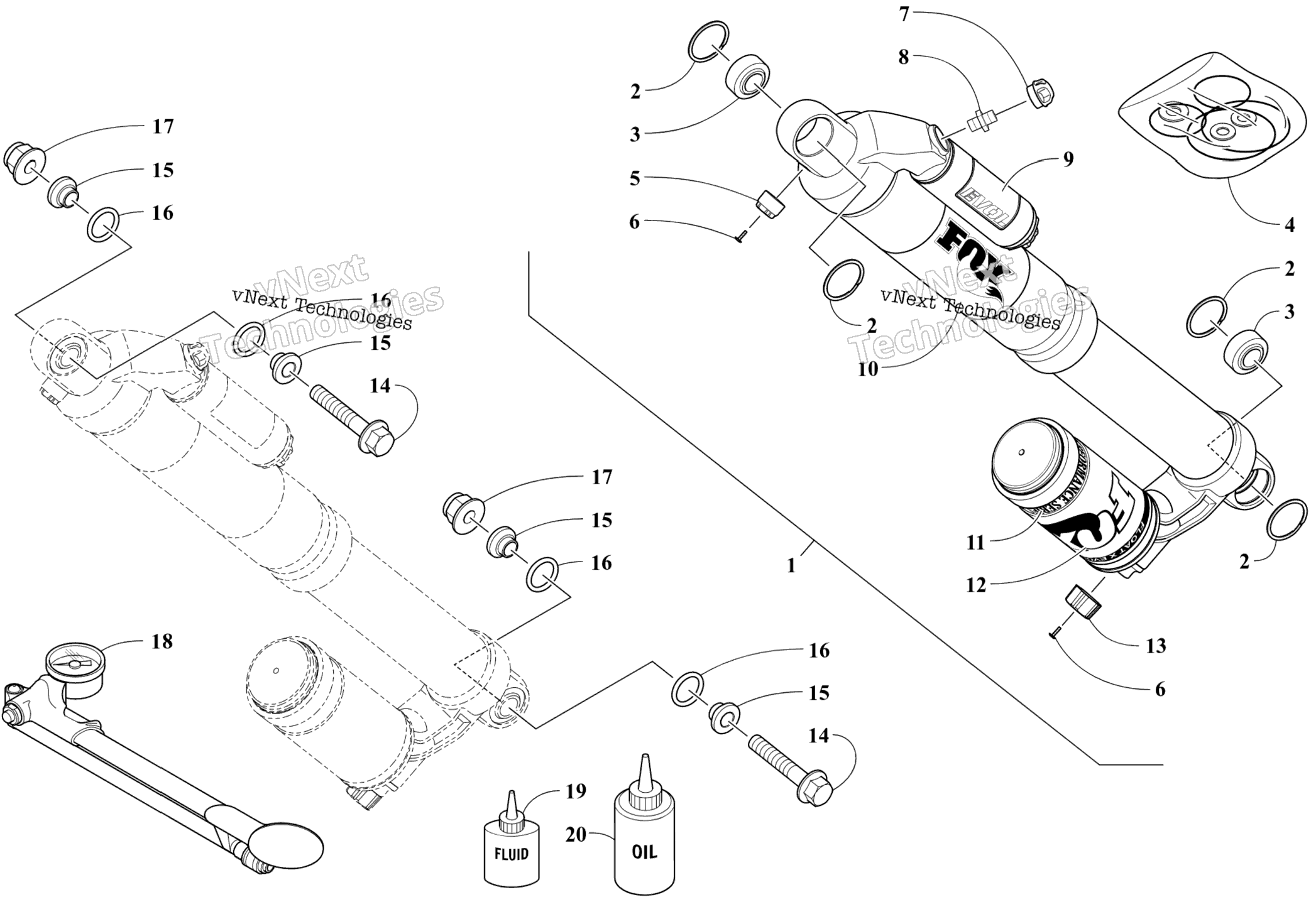 Передняя часть Suspension Shock Absorber Assembly