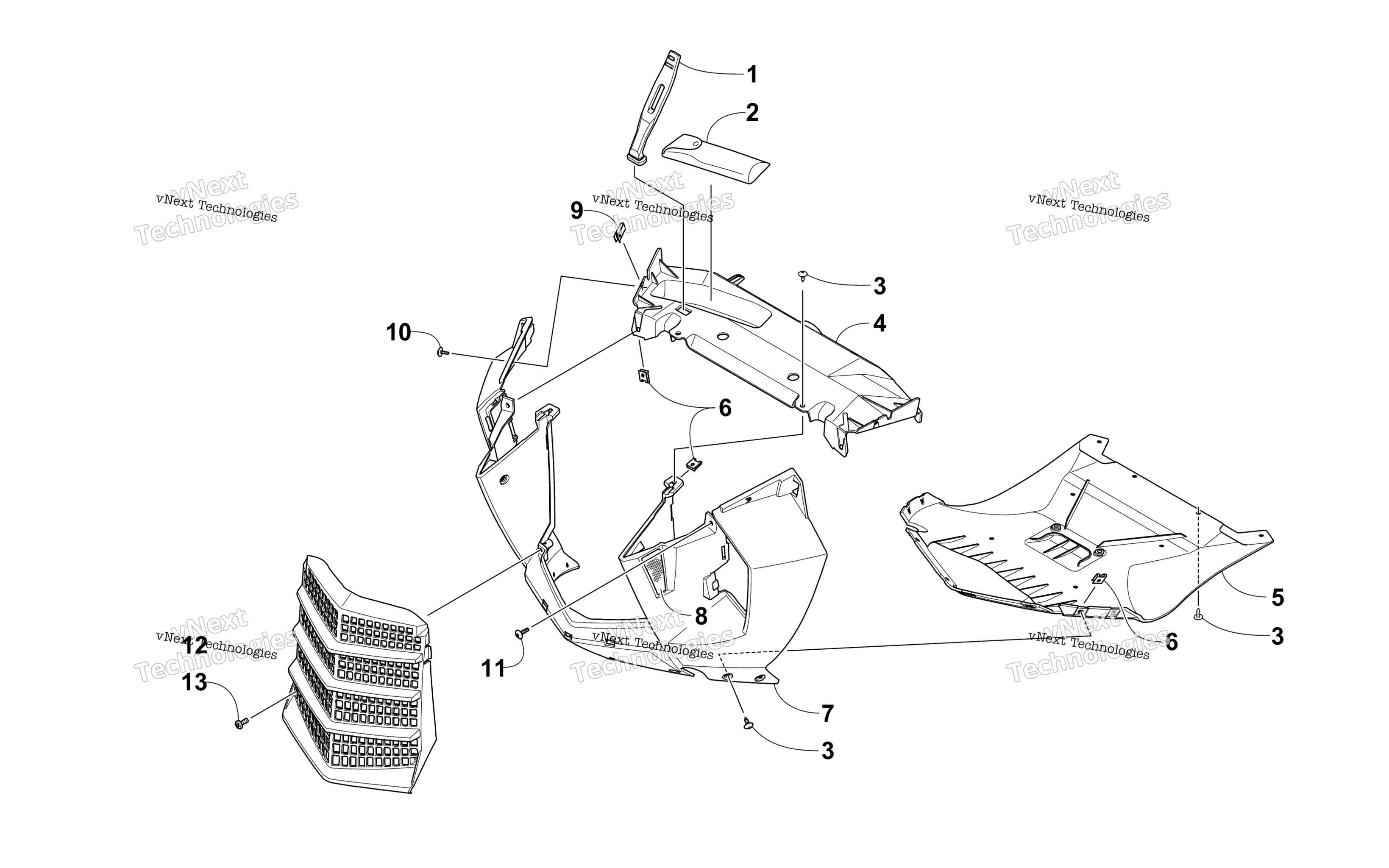 Передняя часть Fascia And Center Skid Plate Assembly