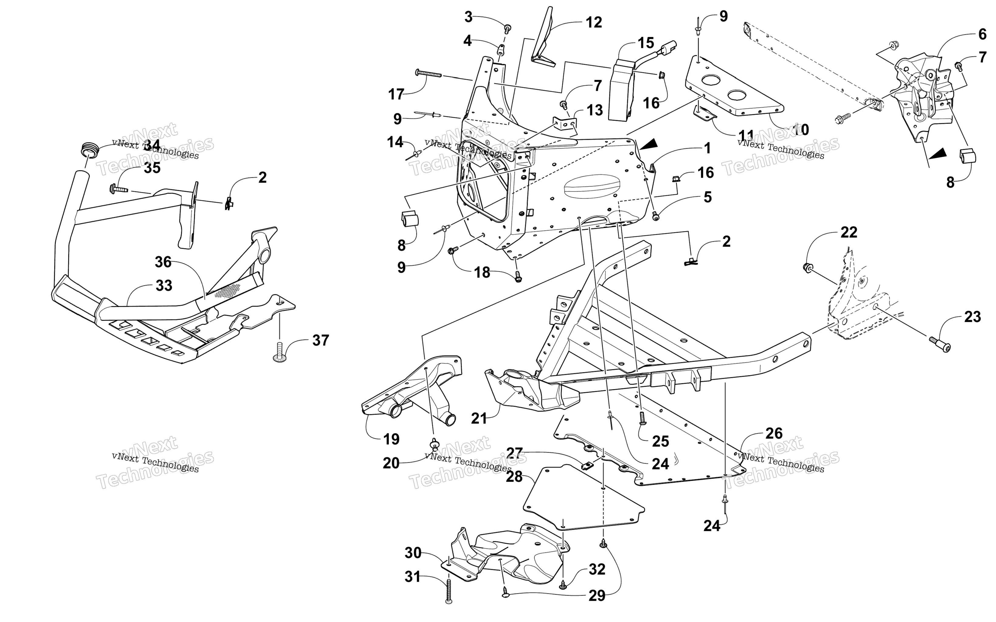 Передняя часть Bumper And Frame Assembly