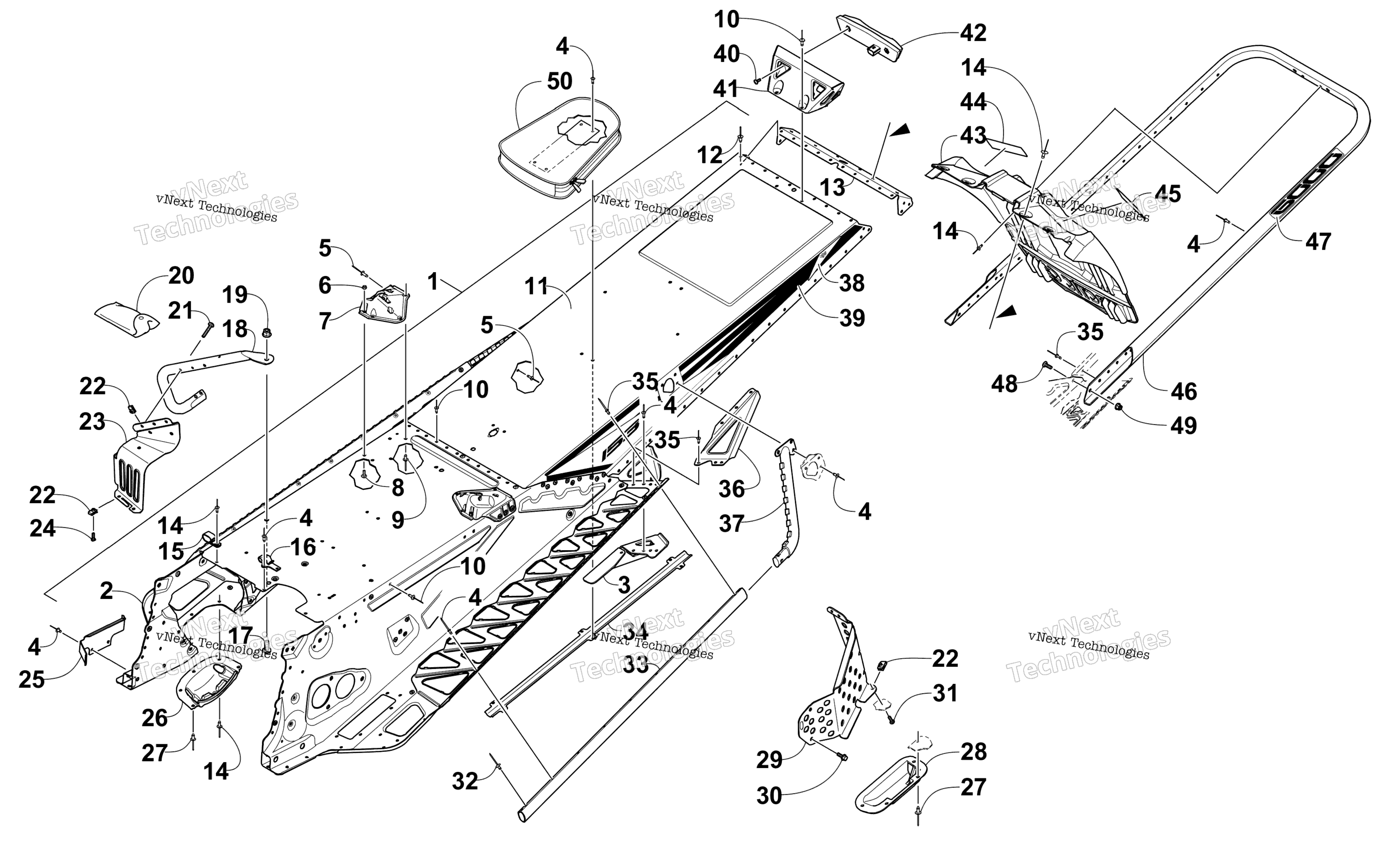 Tunnel, задний Bumper, и Snowflap узел