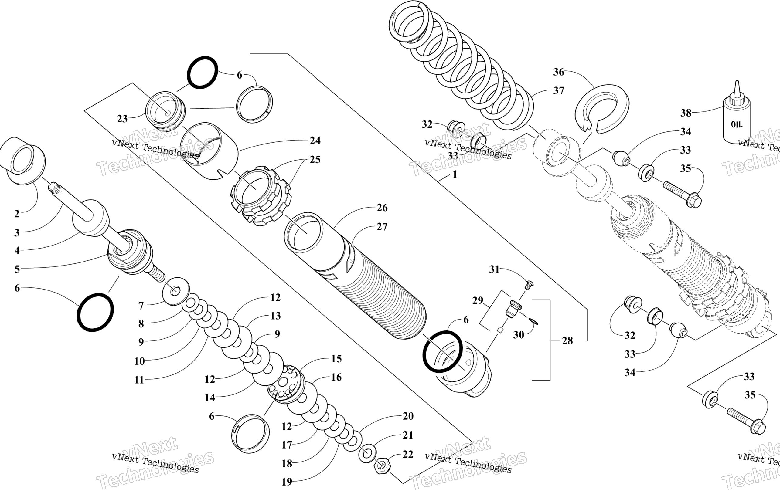 Передняя часть Suspension Shock Absorber Assembly