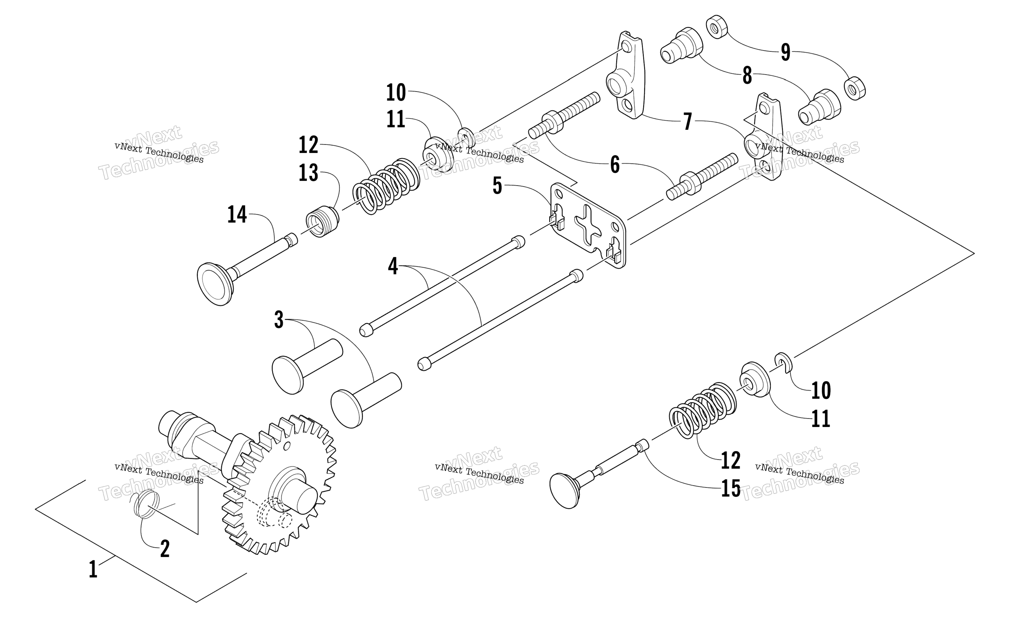 Camshaft и клапан узел