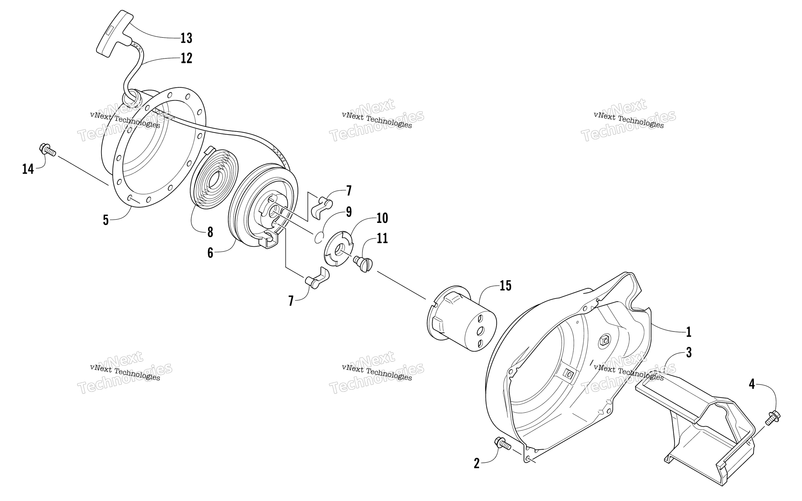 Ручной стартер Starter And Air Shroud Assembly