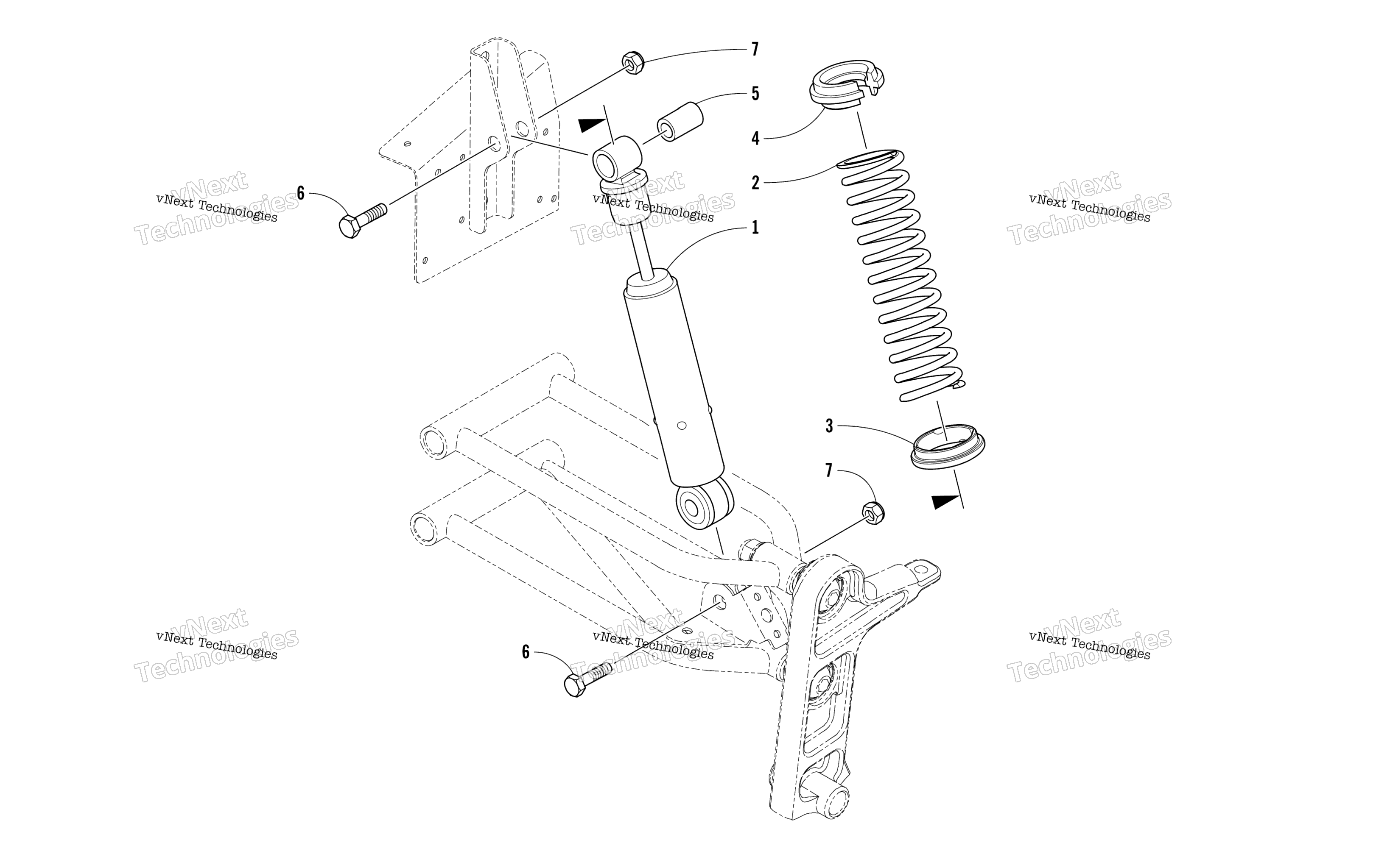 Передняя часть Suspension Shock Absorber Assembly