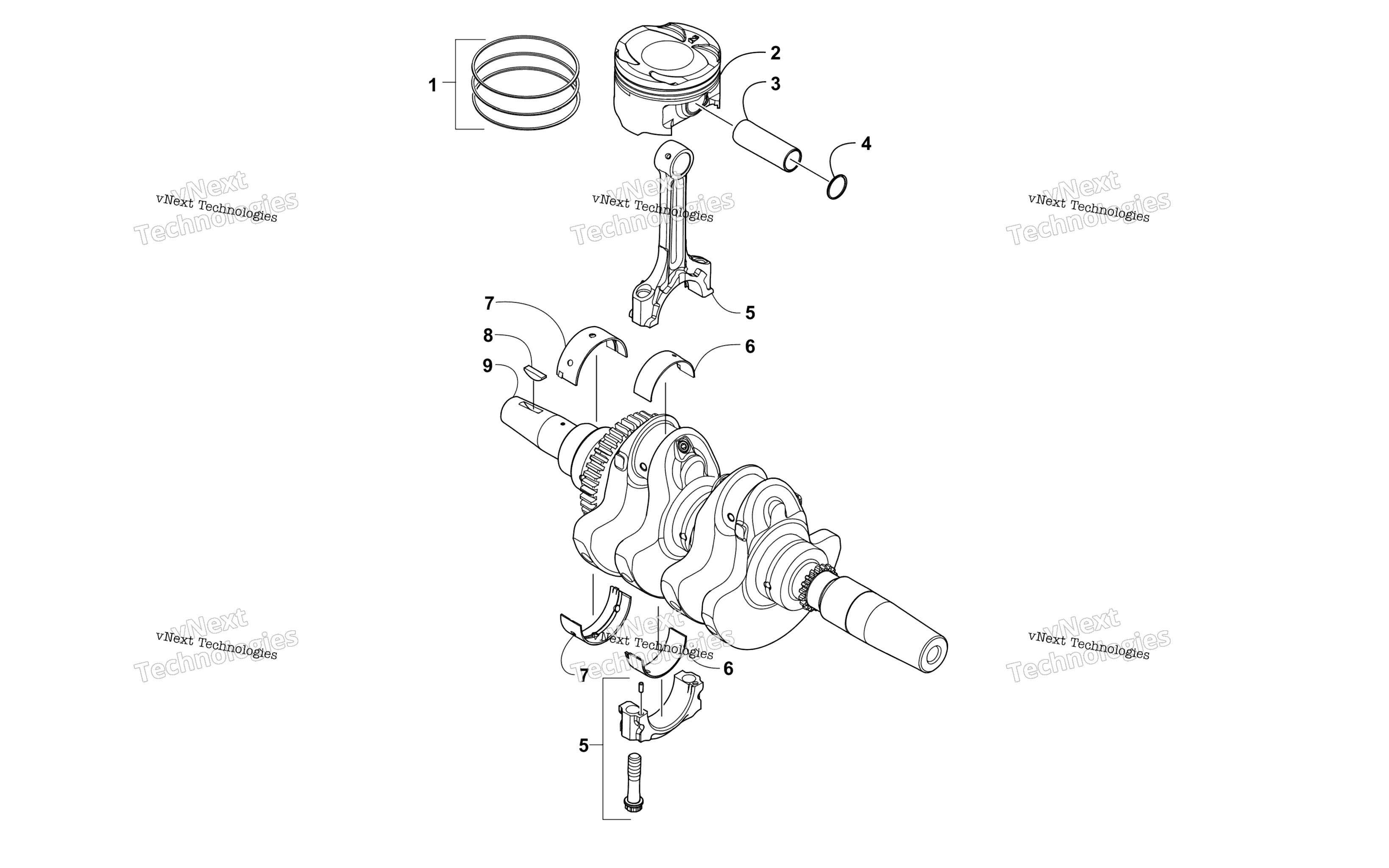 Коленчатый вал And Piston Assembly