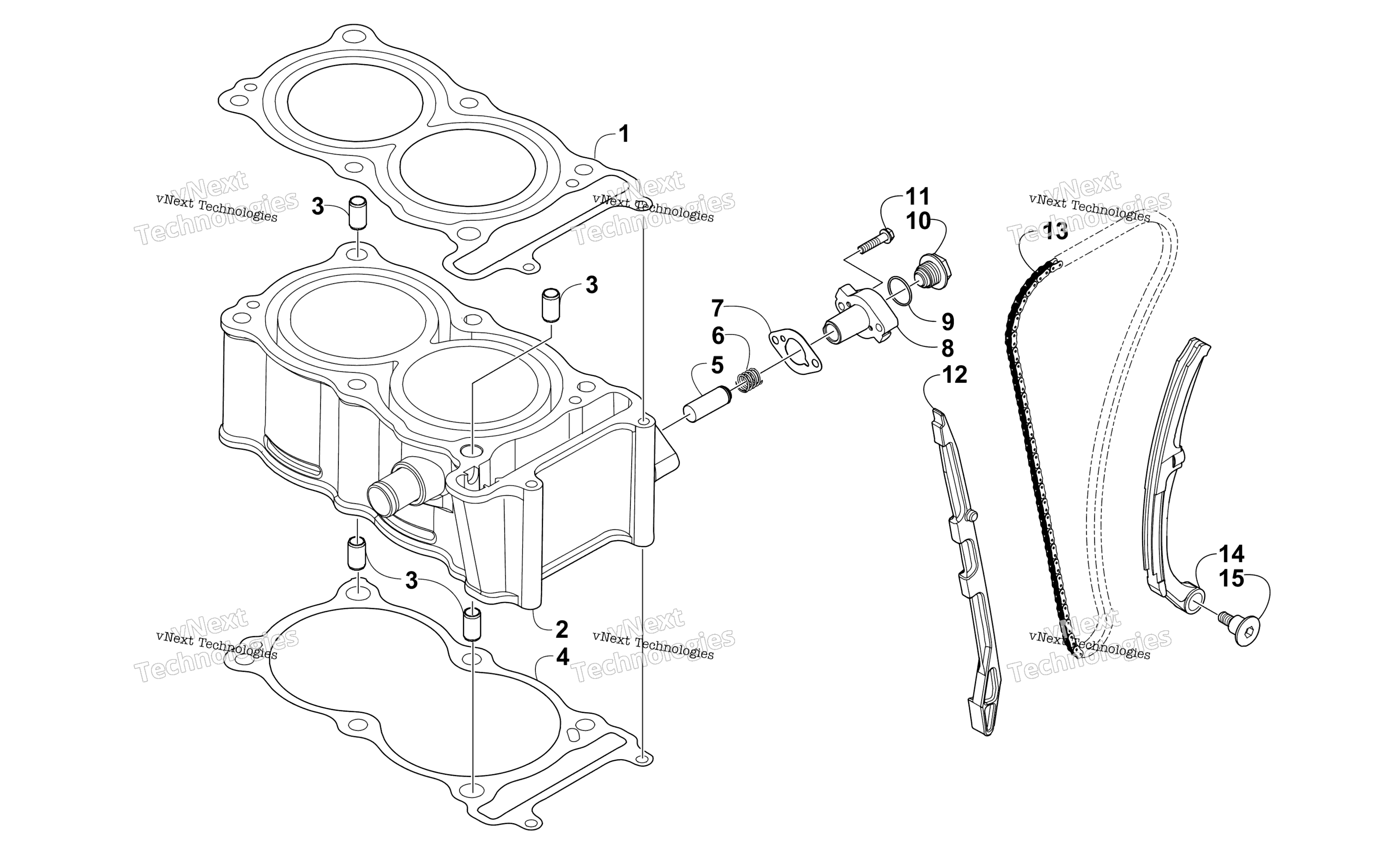 Цилиндр And Timing Chain Assembly
