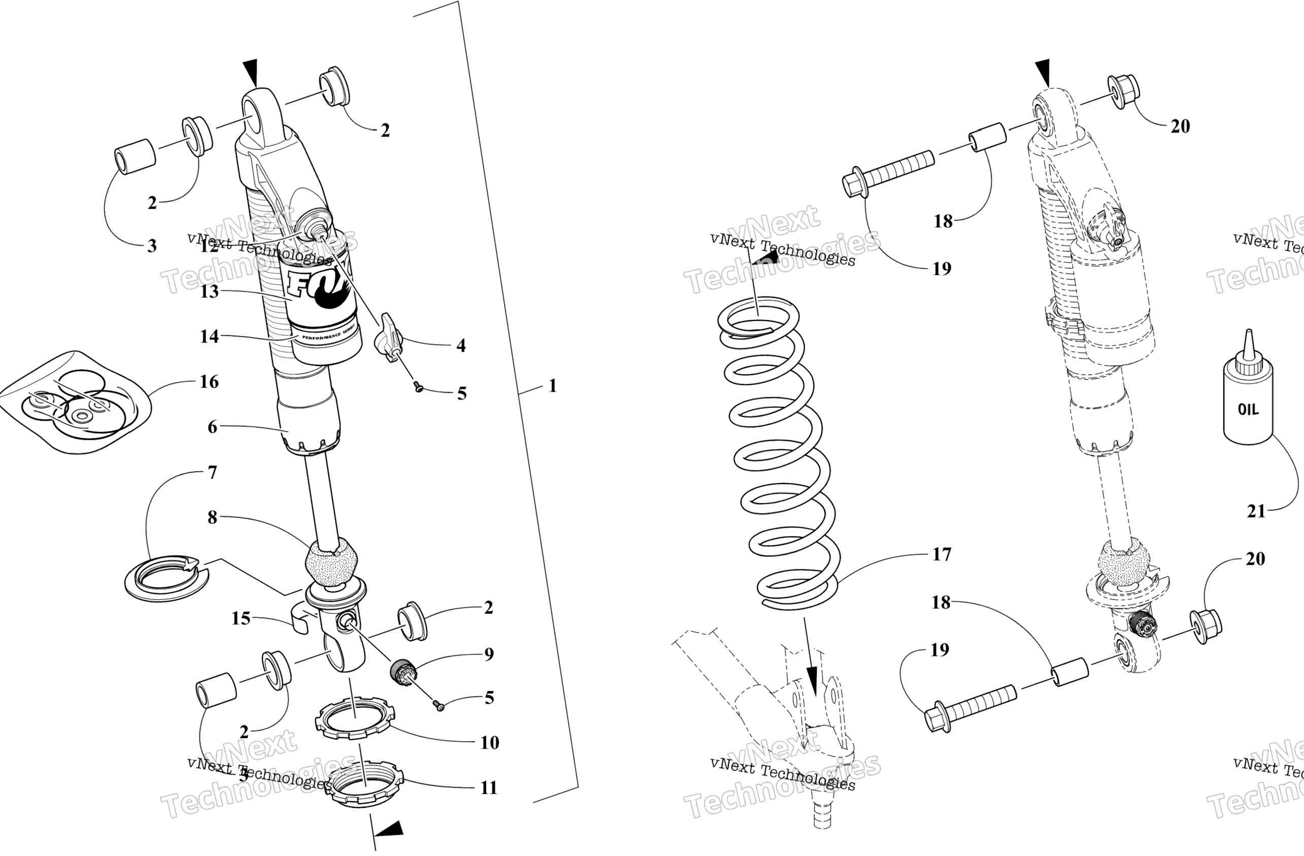 Передняя часть Suspension Shock Absorber Assembly