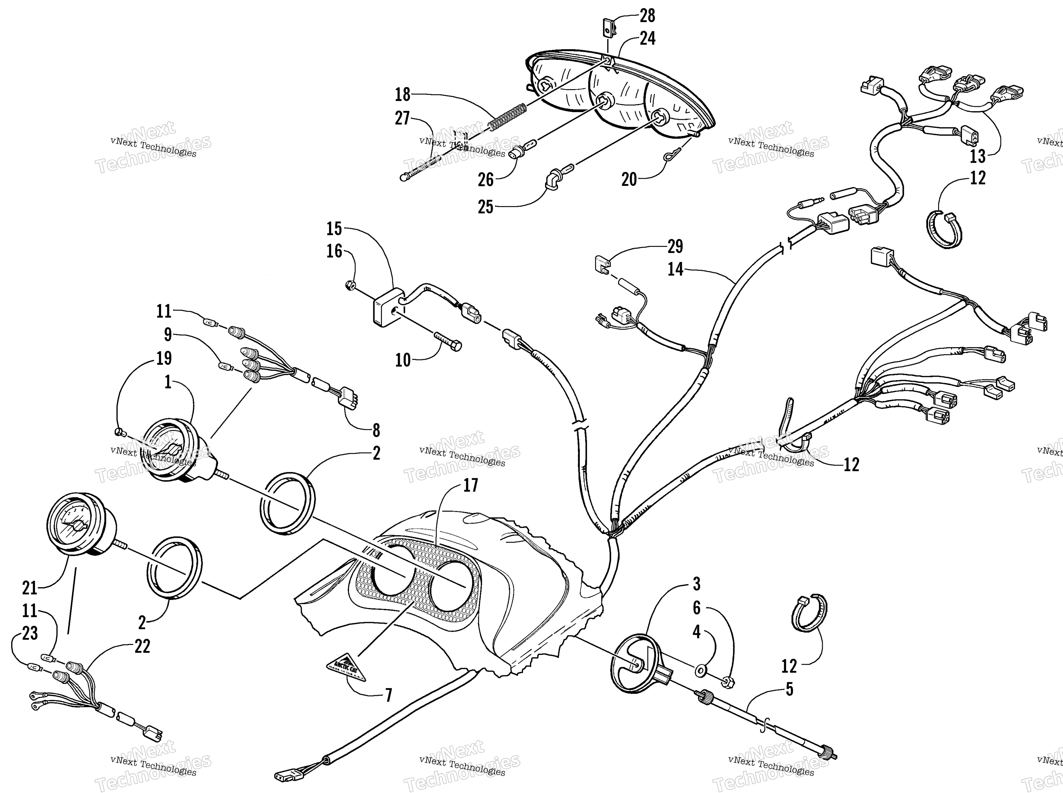 Headlight, Instruments, и Wiring Assemblies