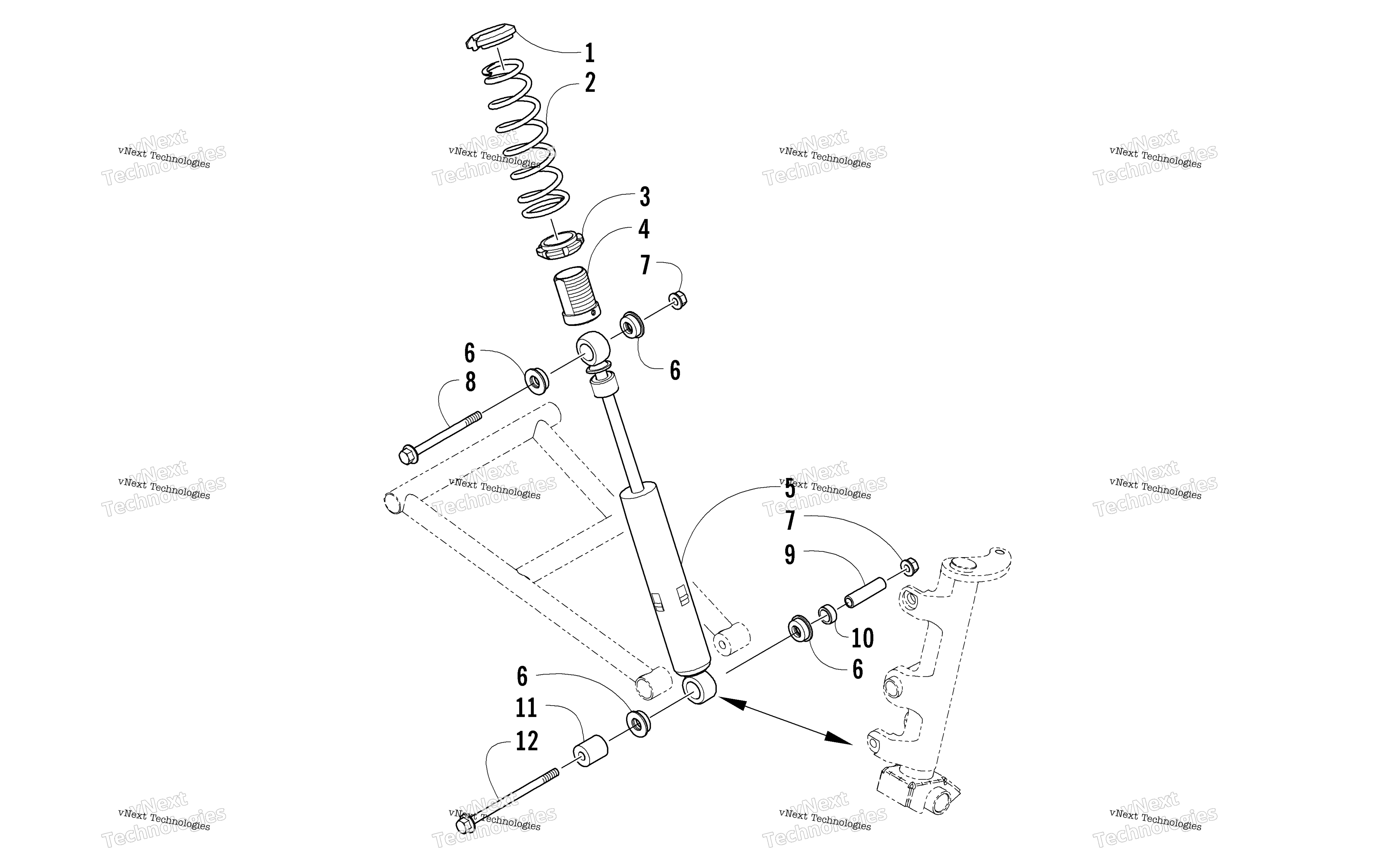 Передняя часть Suspension Shock Absorber Assembly
