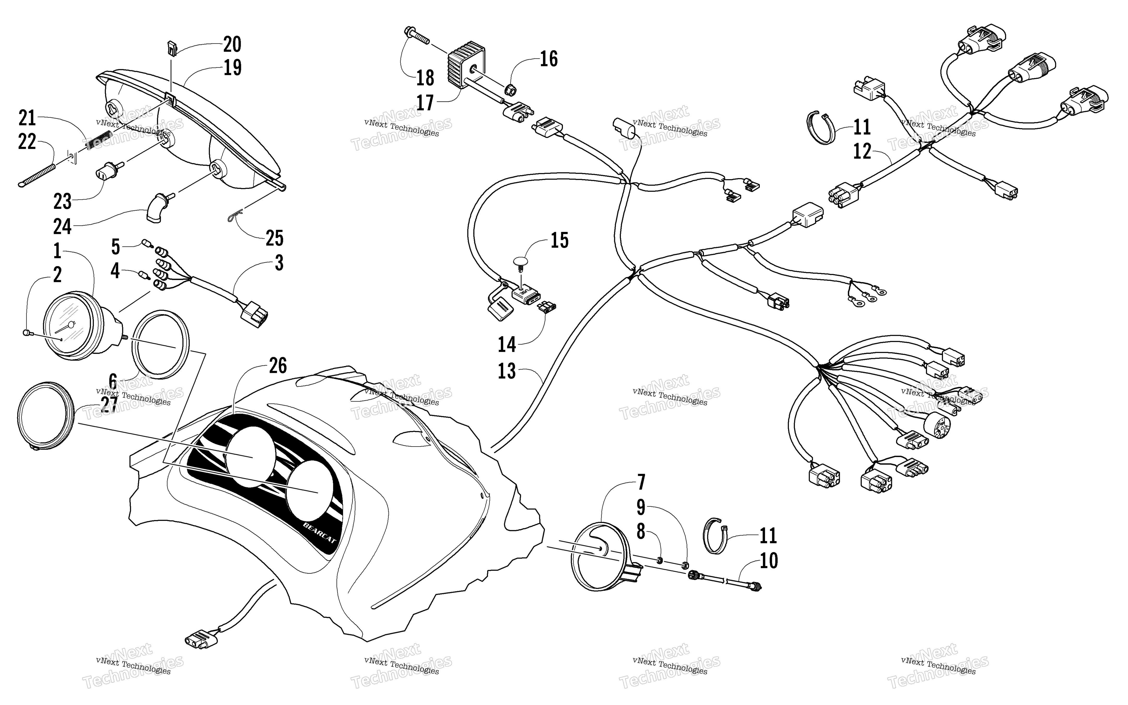 Headlight, Instruments, и Wiring Assemblies