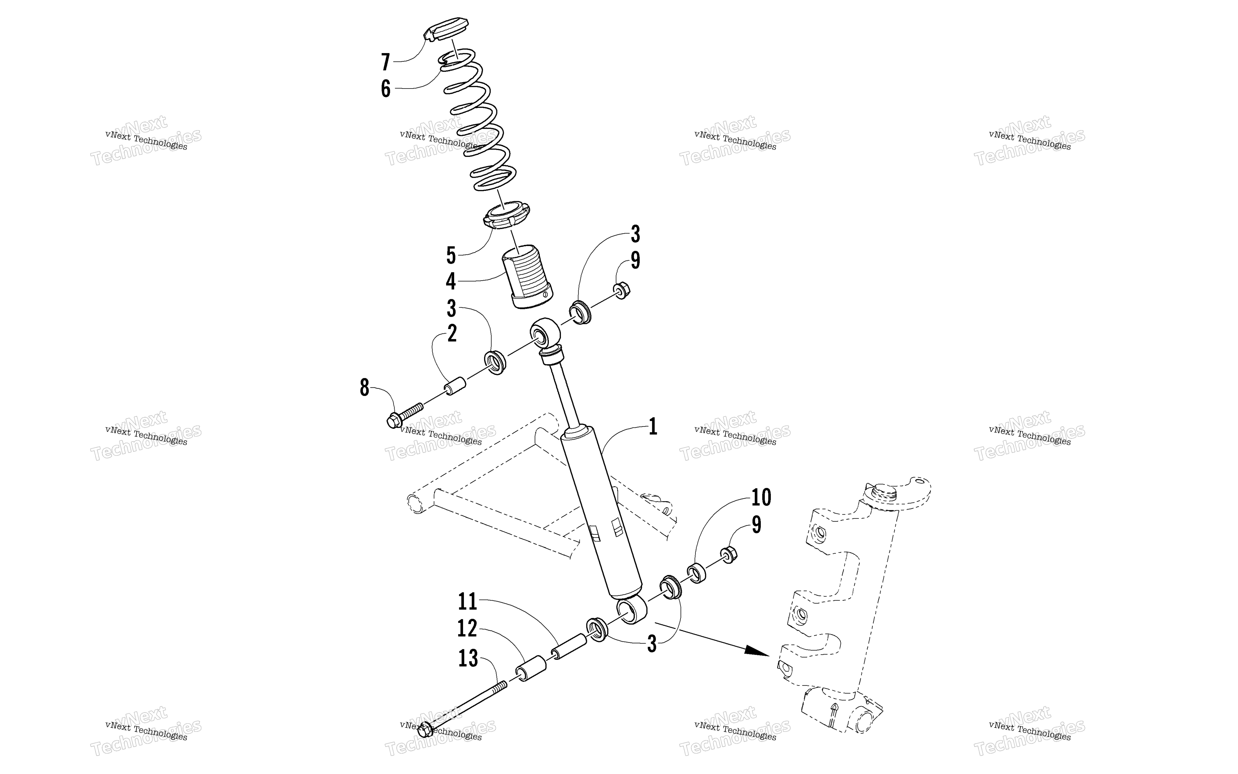 Передняя часть Suspension Shock Absorber Assembly