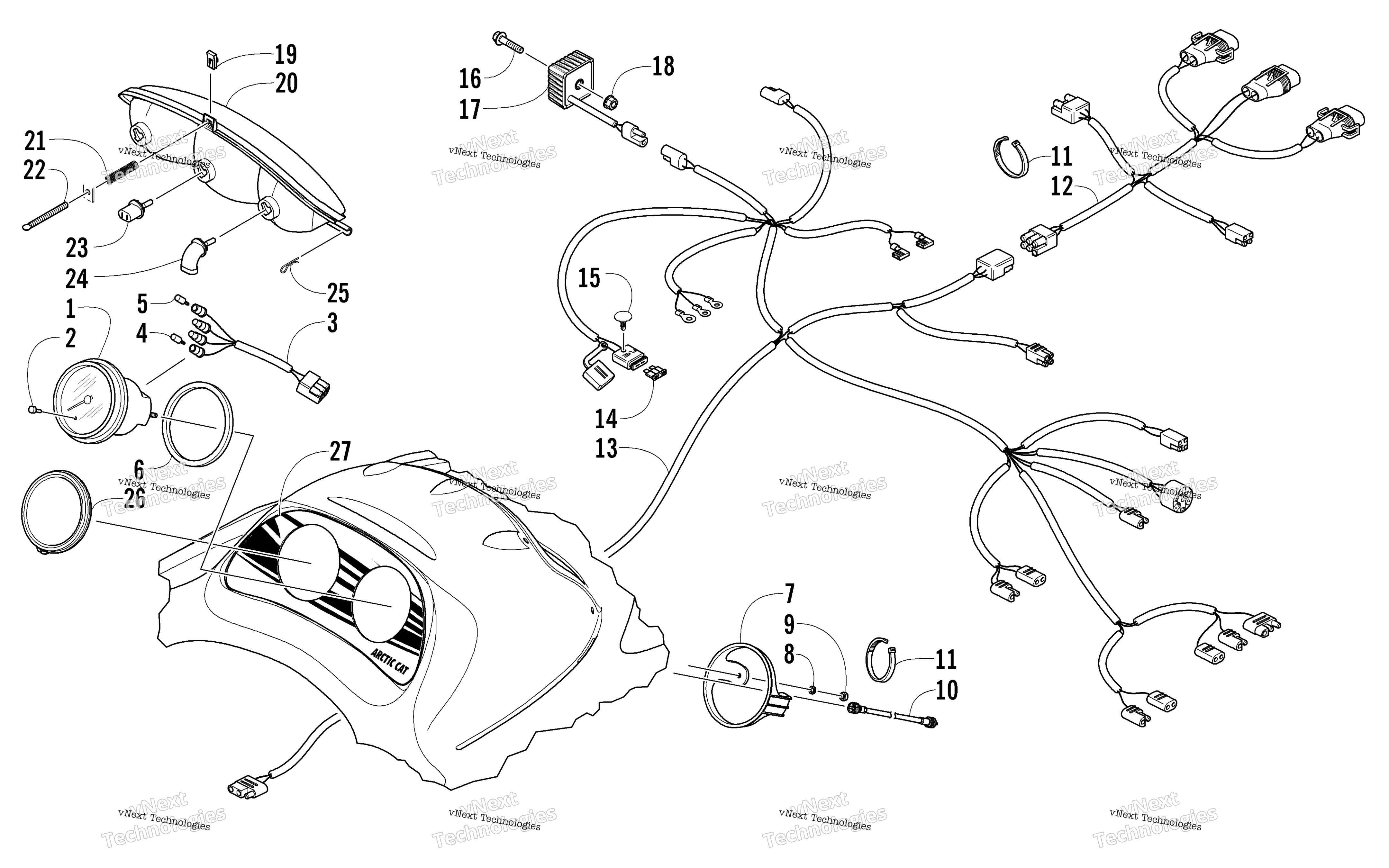 Headlight, Instruments, и Wiring Assemblies