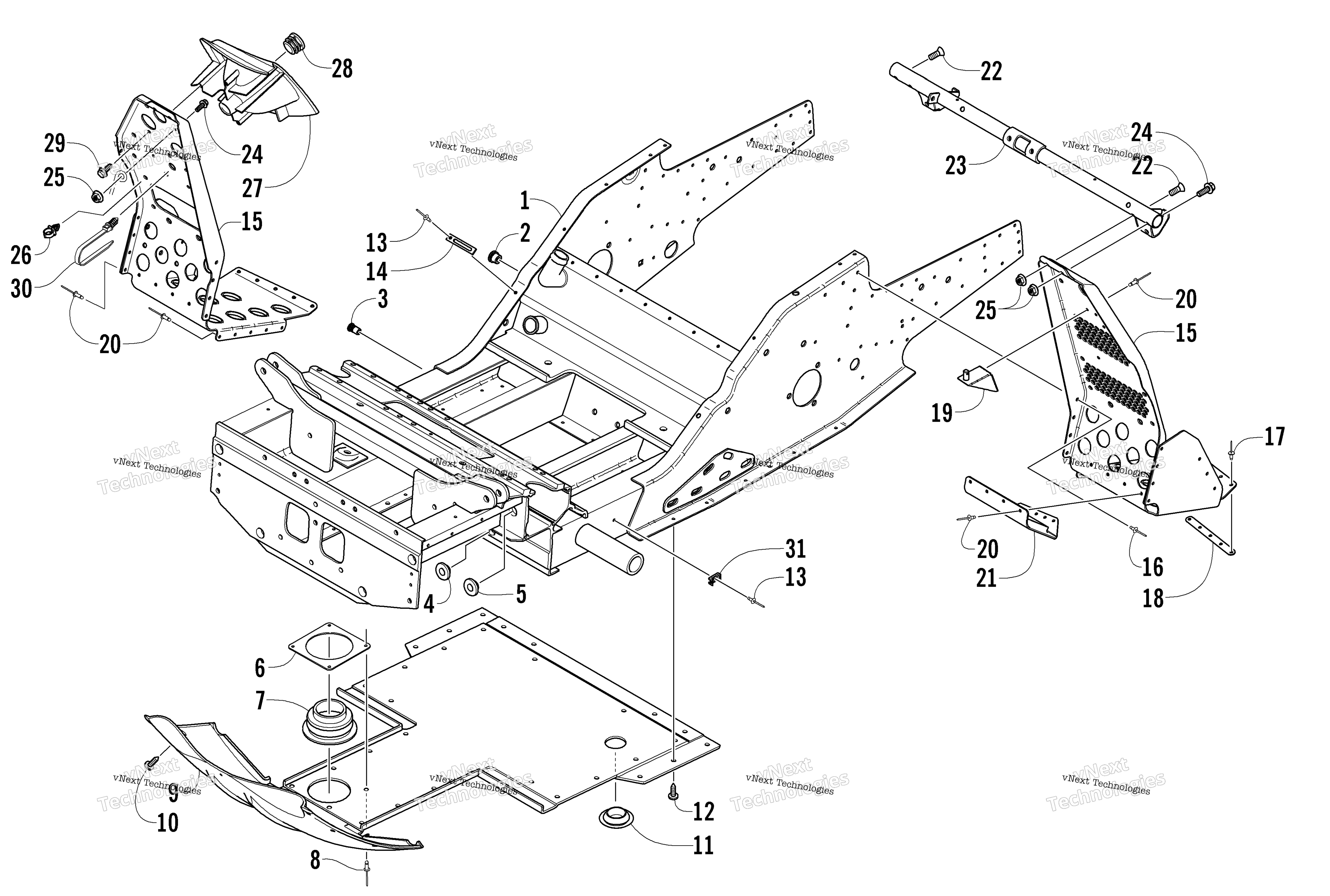 Передняя часть Frame And Footrest Assembly