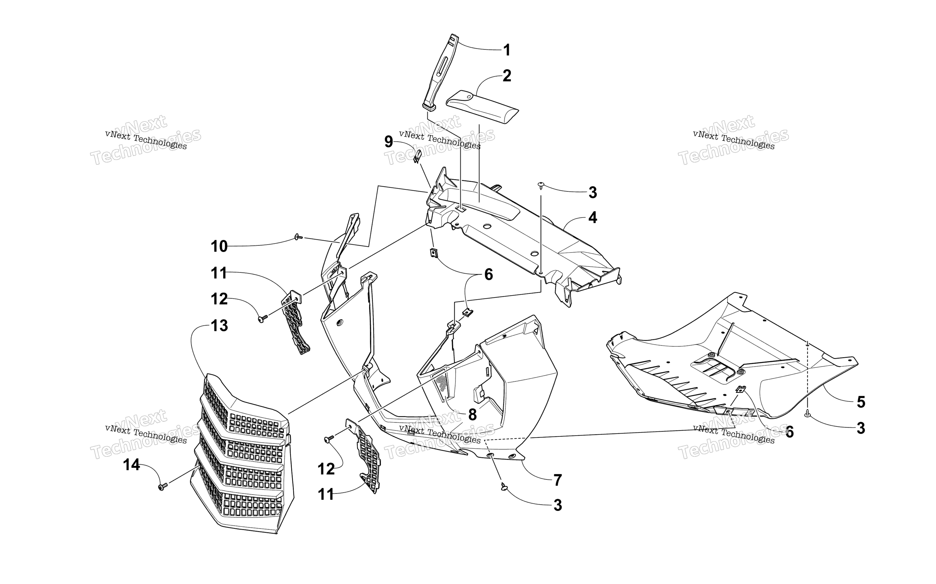 Передняя часть Facia And Center Skid Plate Assembly