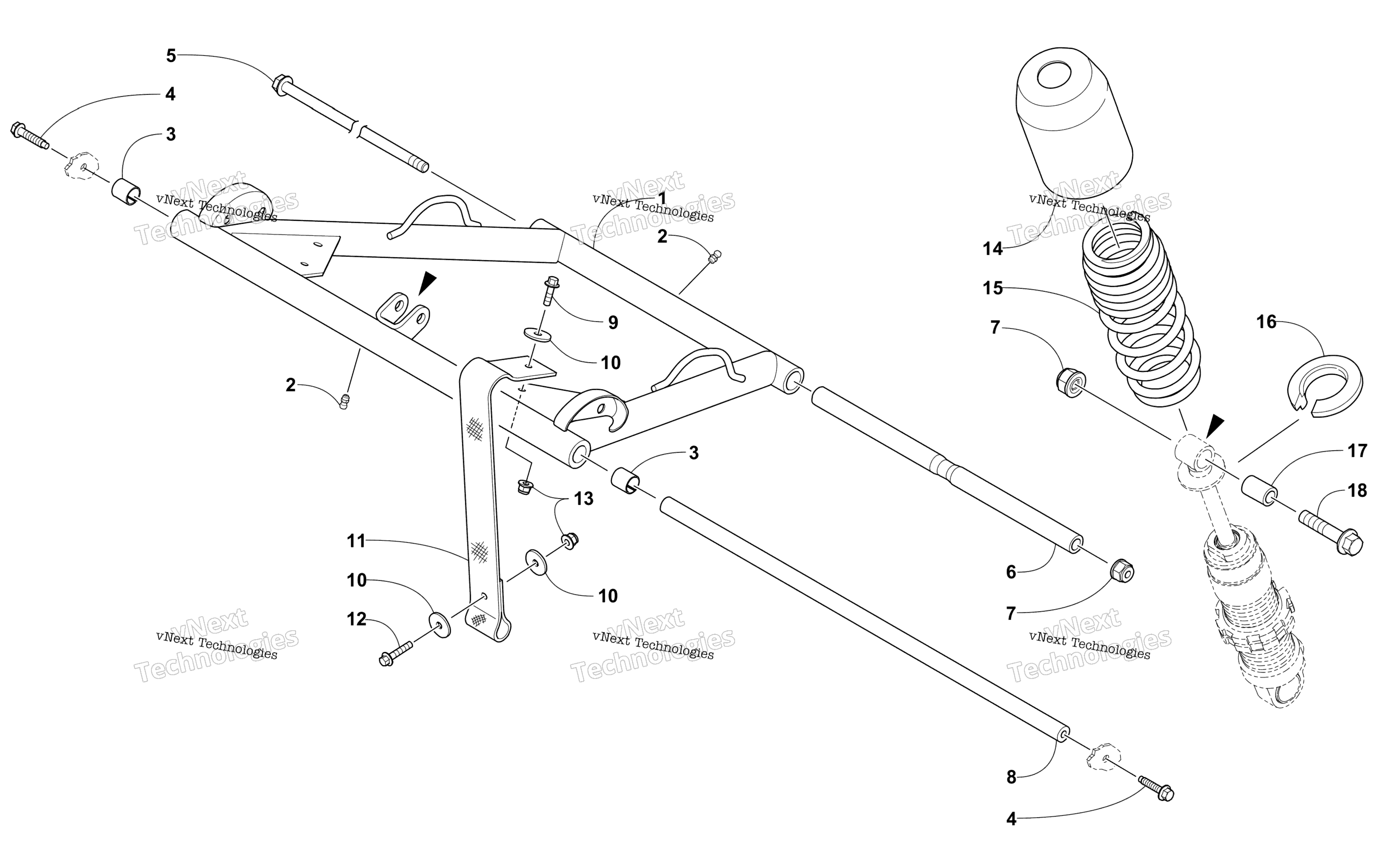 Задняя часть Suspension Front Arm Assembly