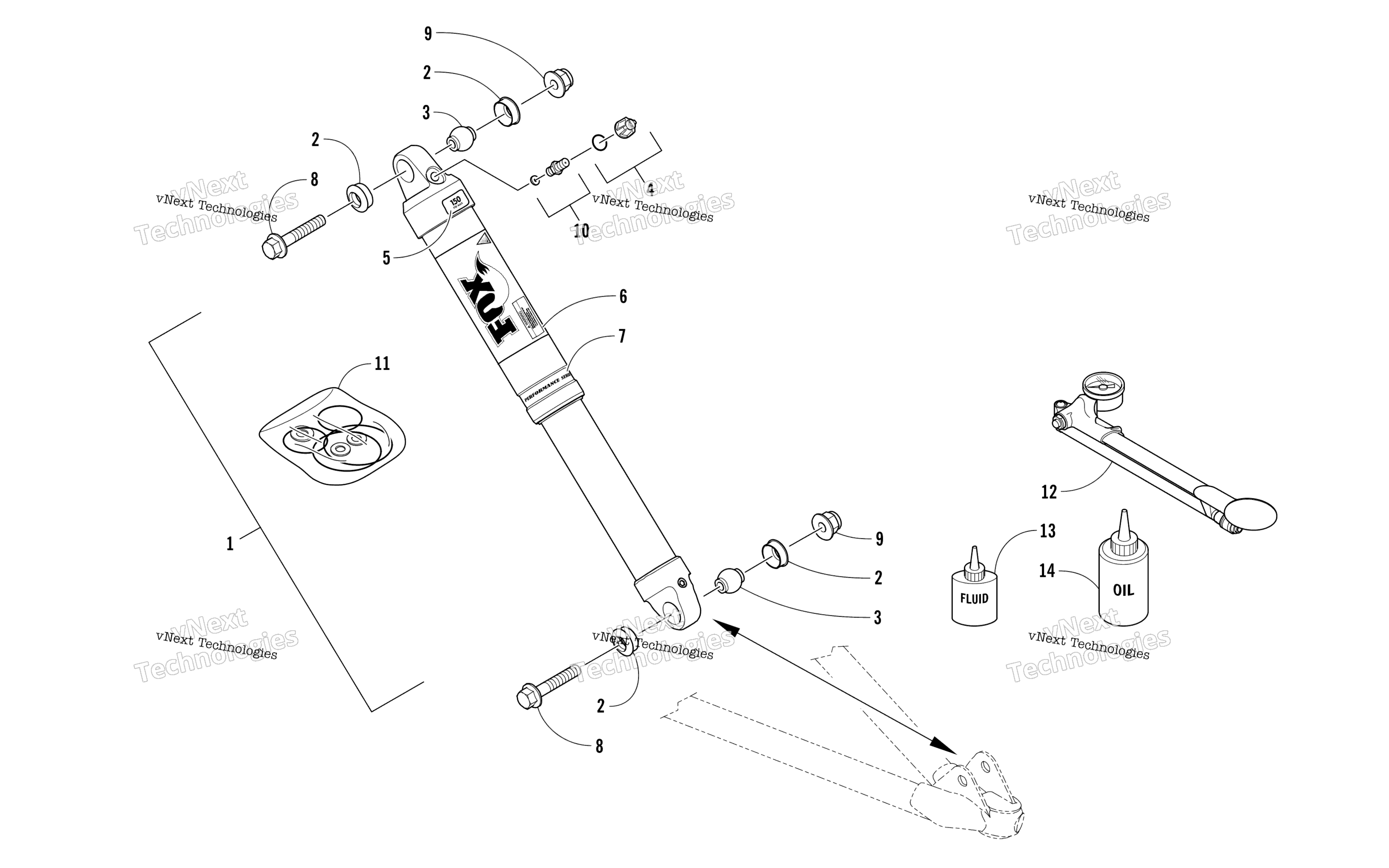 Передняя часть Suspension Shock Absorber Assembly