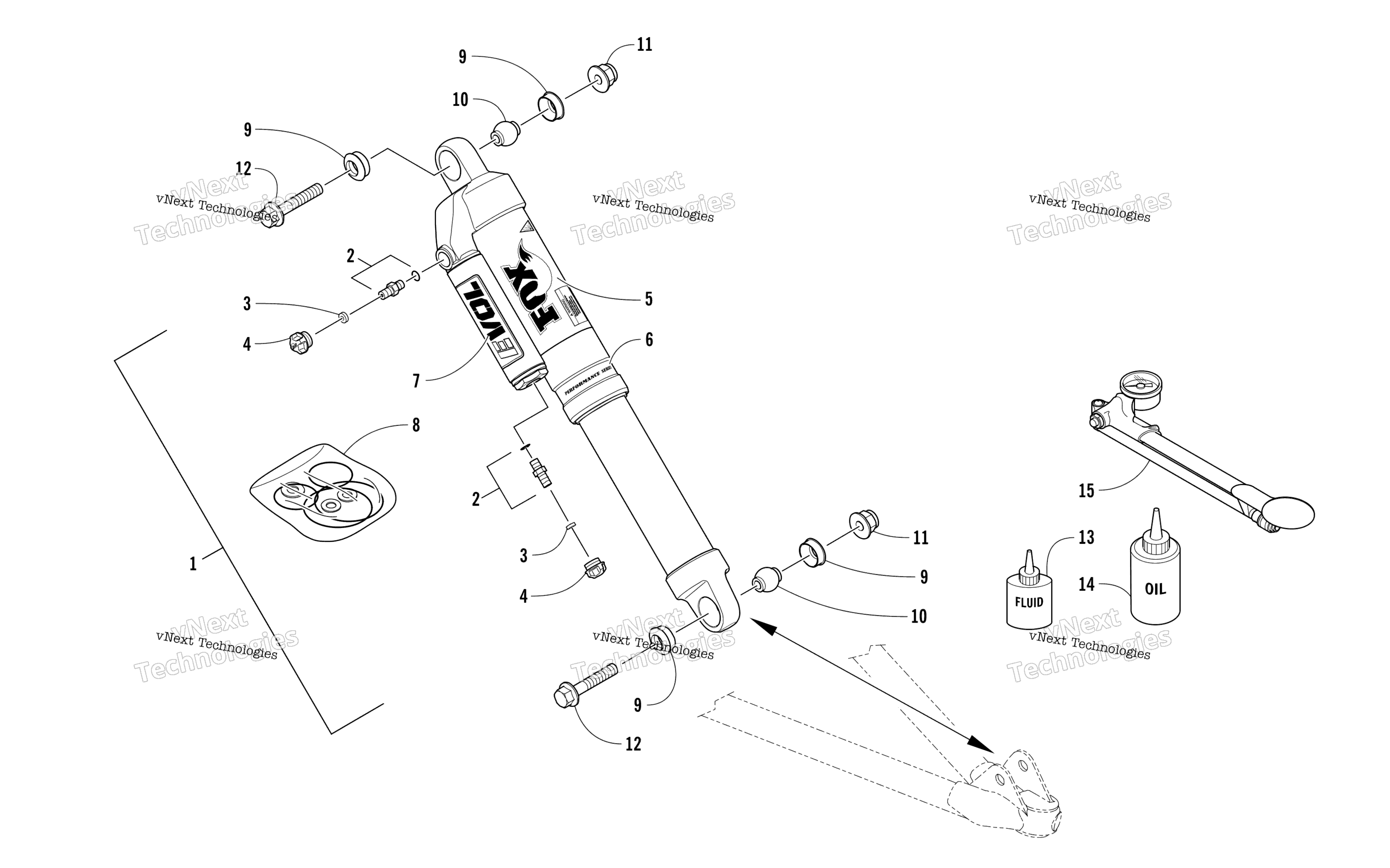 Передняя часть Suspension Shock Absorber Assembly